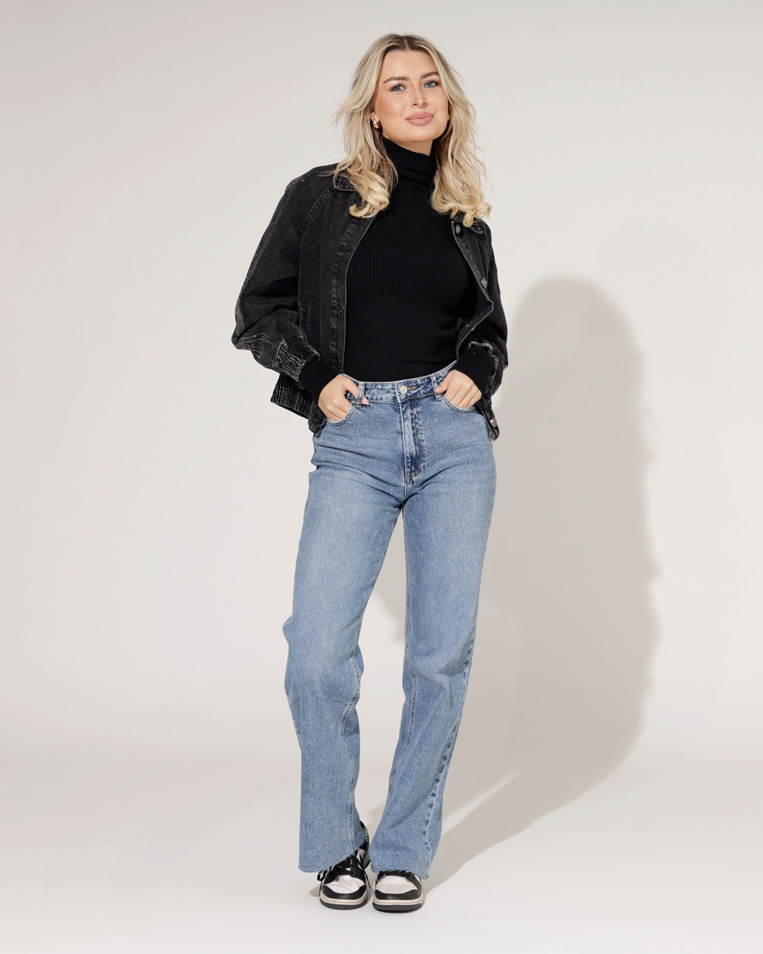 Queen Hearts | Wide leg jeans Nina-9 Donkerblauw