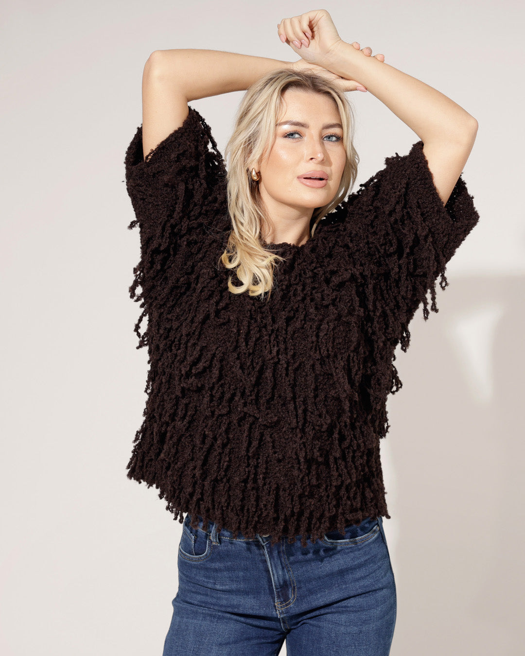 Boucle trui Gigi Donkerbruin