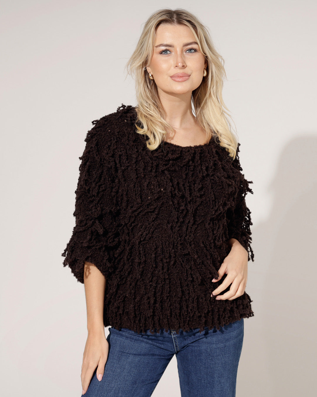 Boucle trui Gigi Donkerbruin