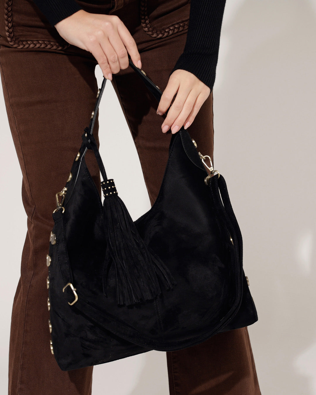 Suede Tas Temmie Zwart