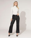ZAC & ZOE | Coated wide leg broek Macey-H-1 Zwart