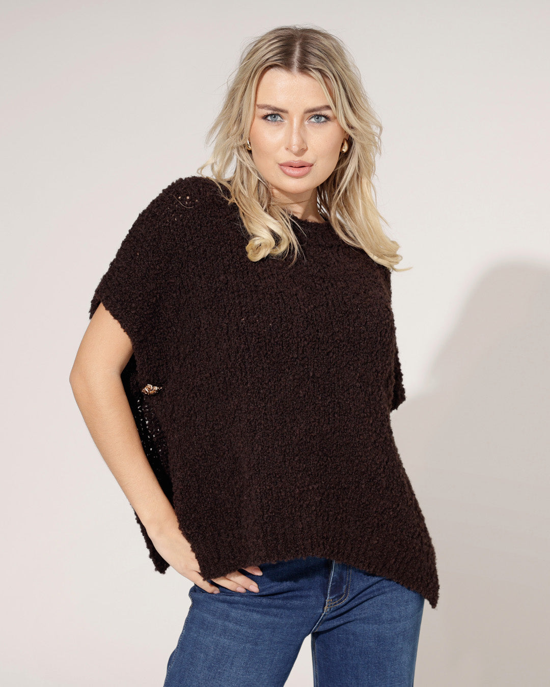 Boucle trui Tisha Donkerbruin