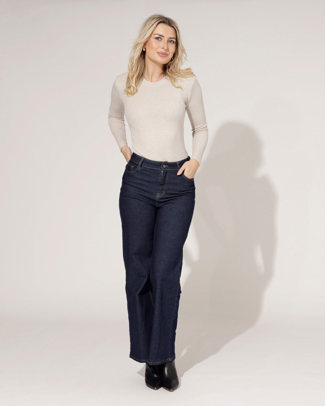 Folyrose | Wide leg jeans Tina Donkerblauw