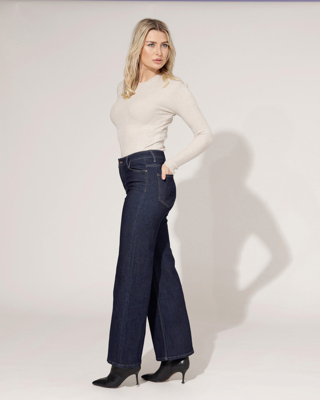 Folyrose | Wide leg jeans Tina Donkerblauw