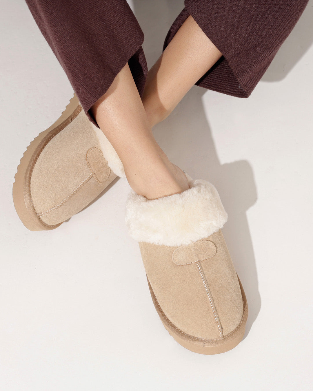 Lederen pantoffel Kiki Taupe