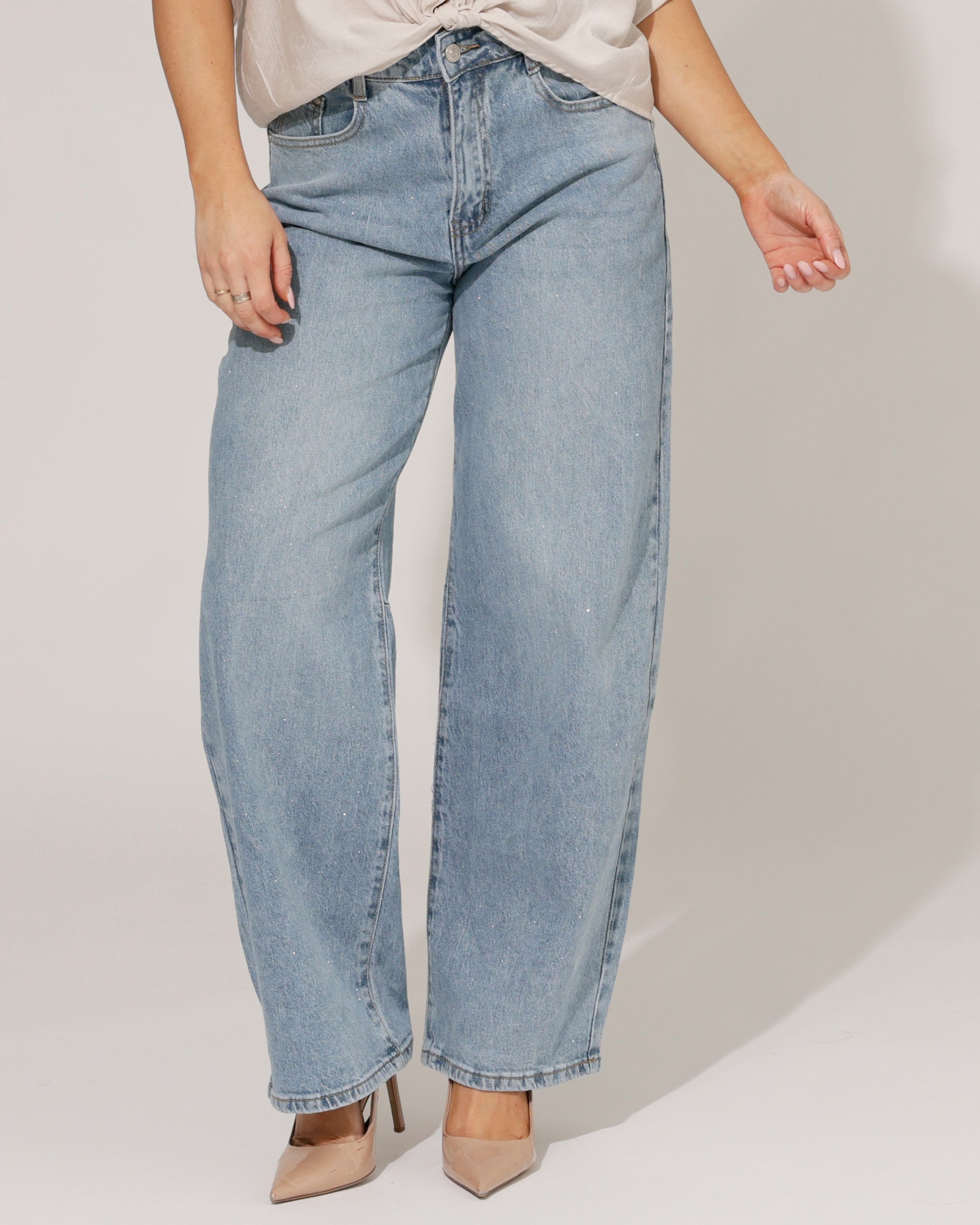 Folyrose | Barrel jeans sparkles Sissy Blauw