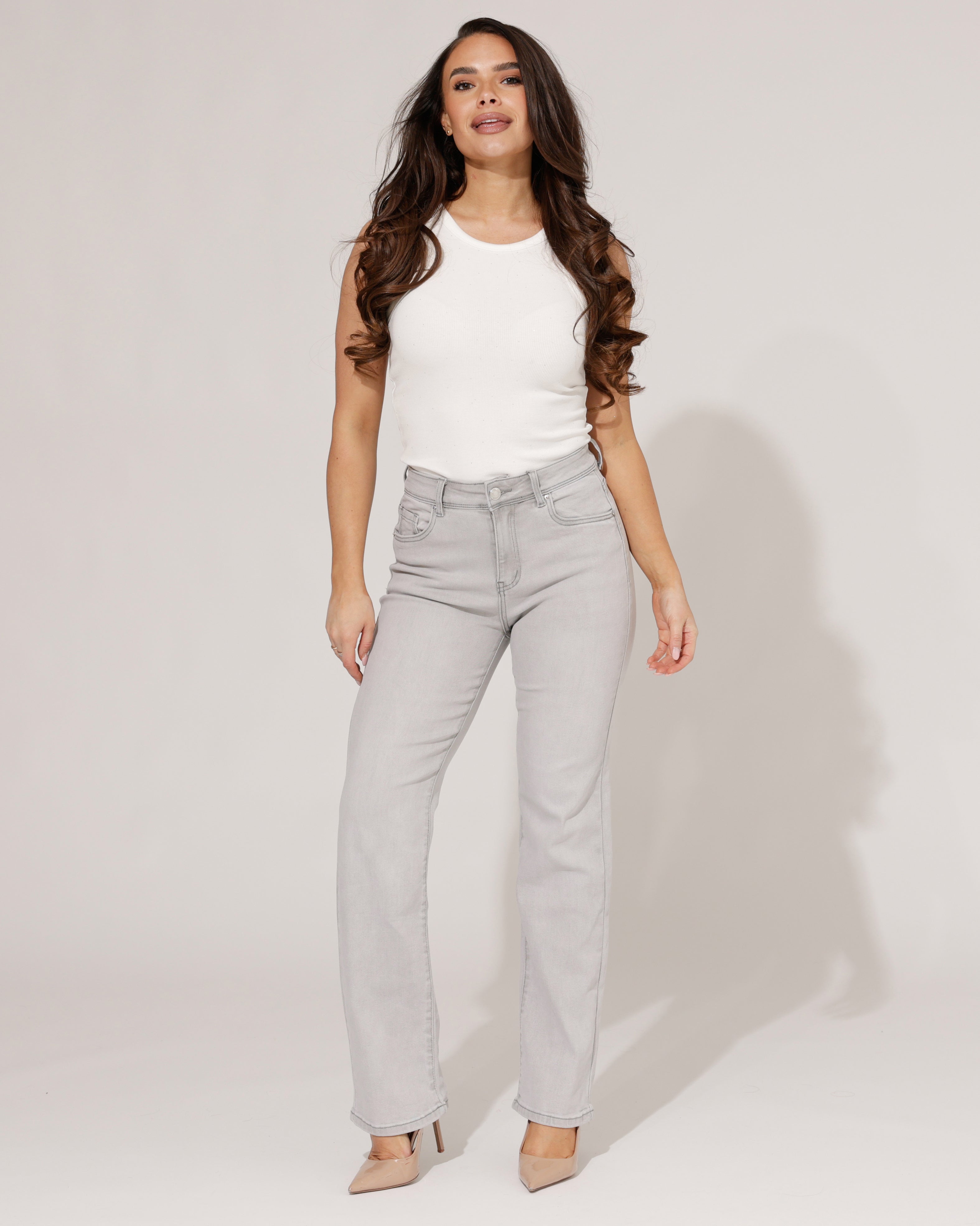 Norfy | Straight jeans Selena-1 Grijs