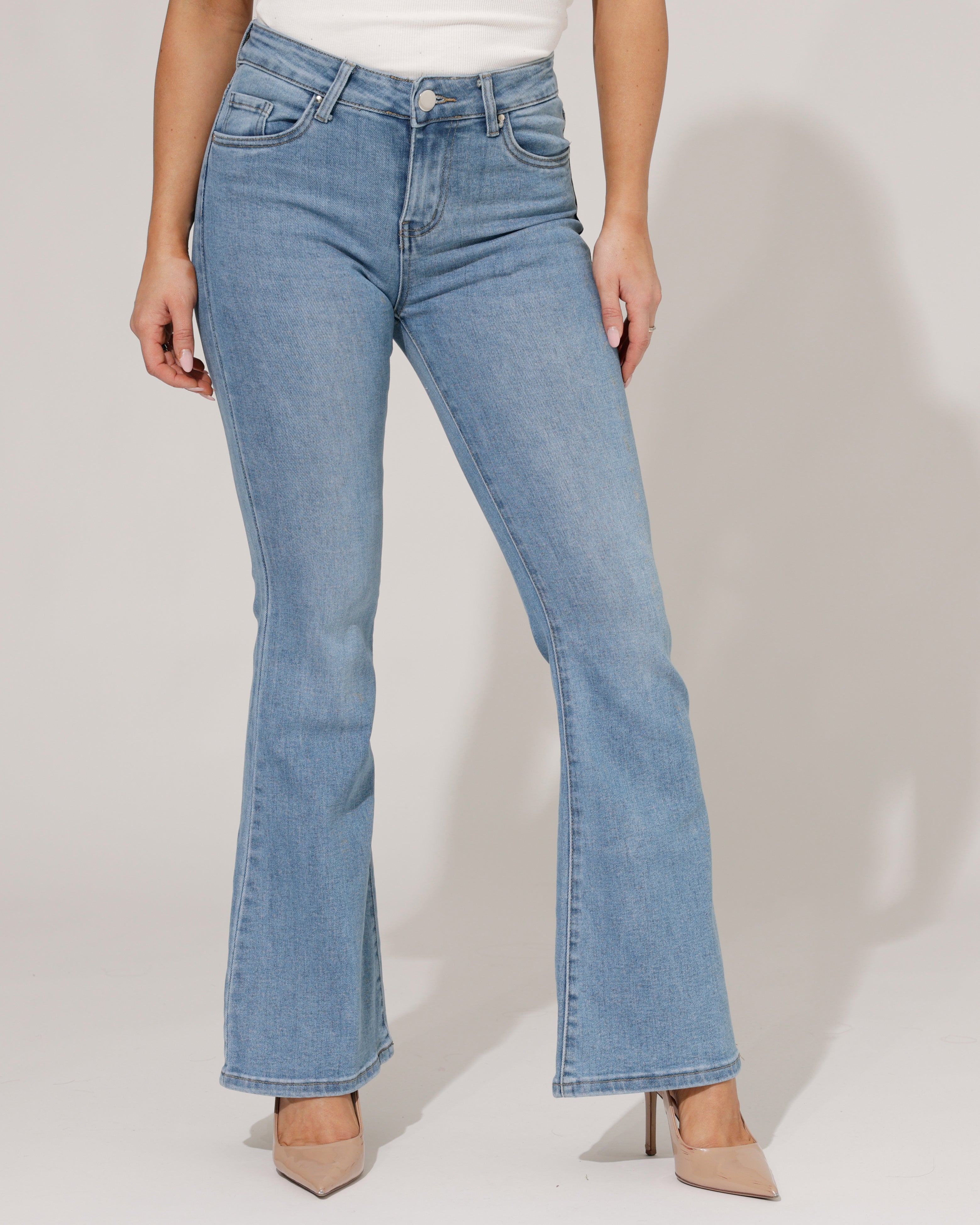 Goodies | Flared jeans strass-zak Iris Blauw