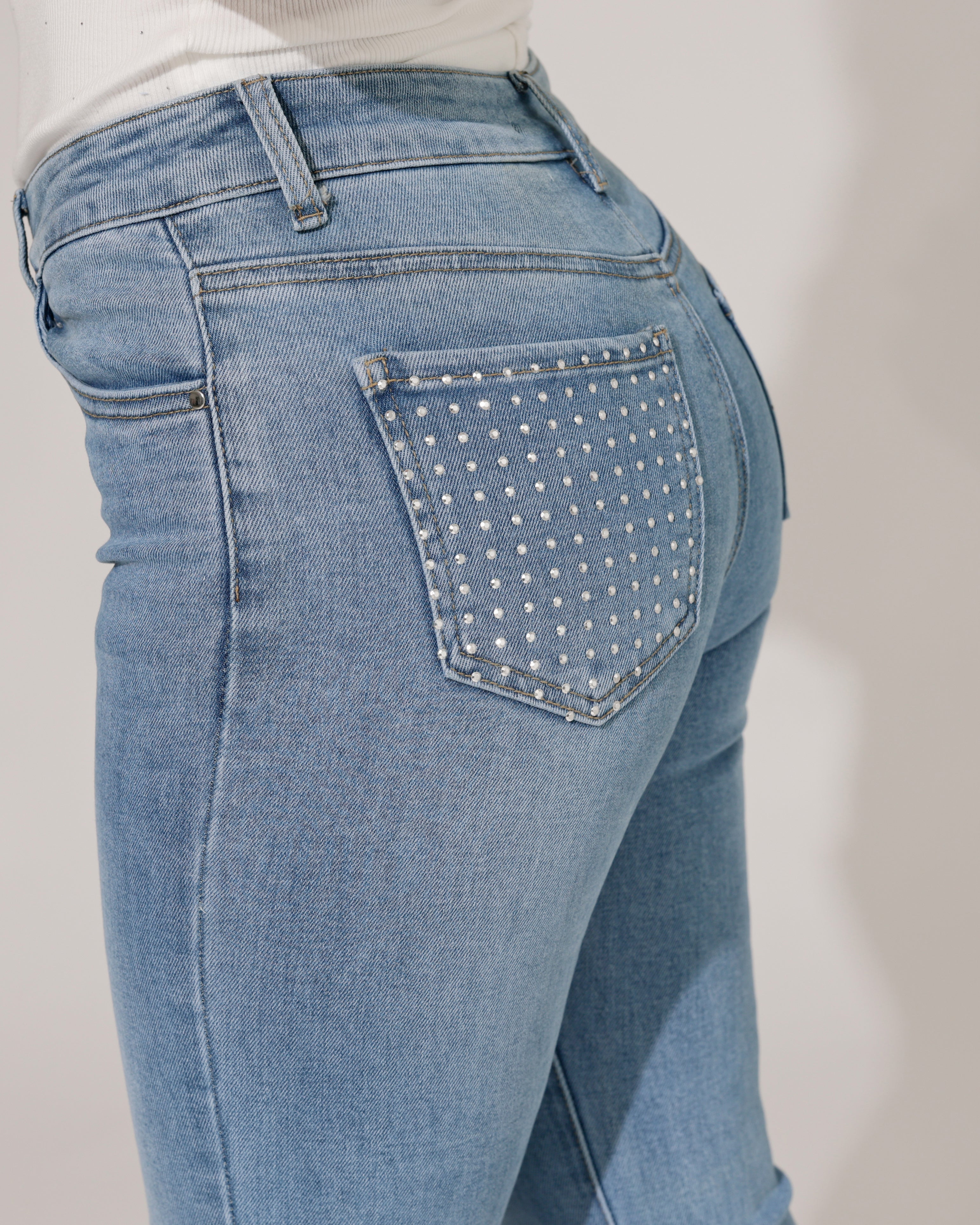 Goodies | Flared jeans strass-zak Iris Blauw