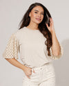 Top met korte mouw kant Bella Beige