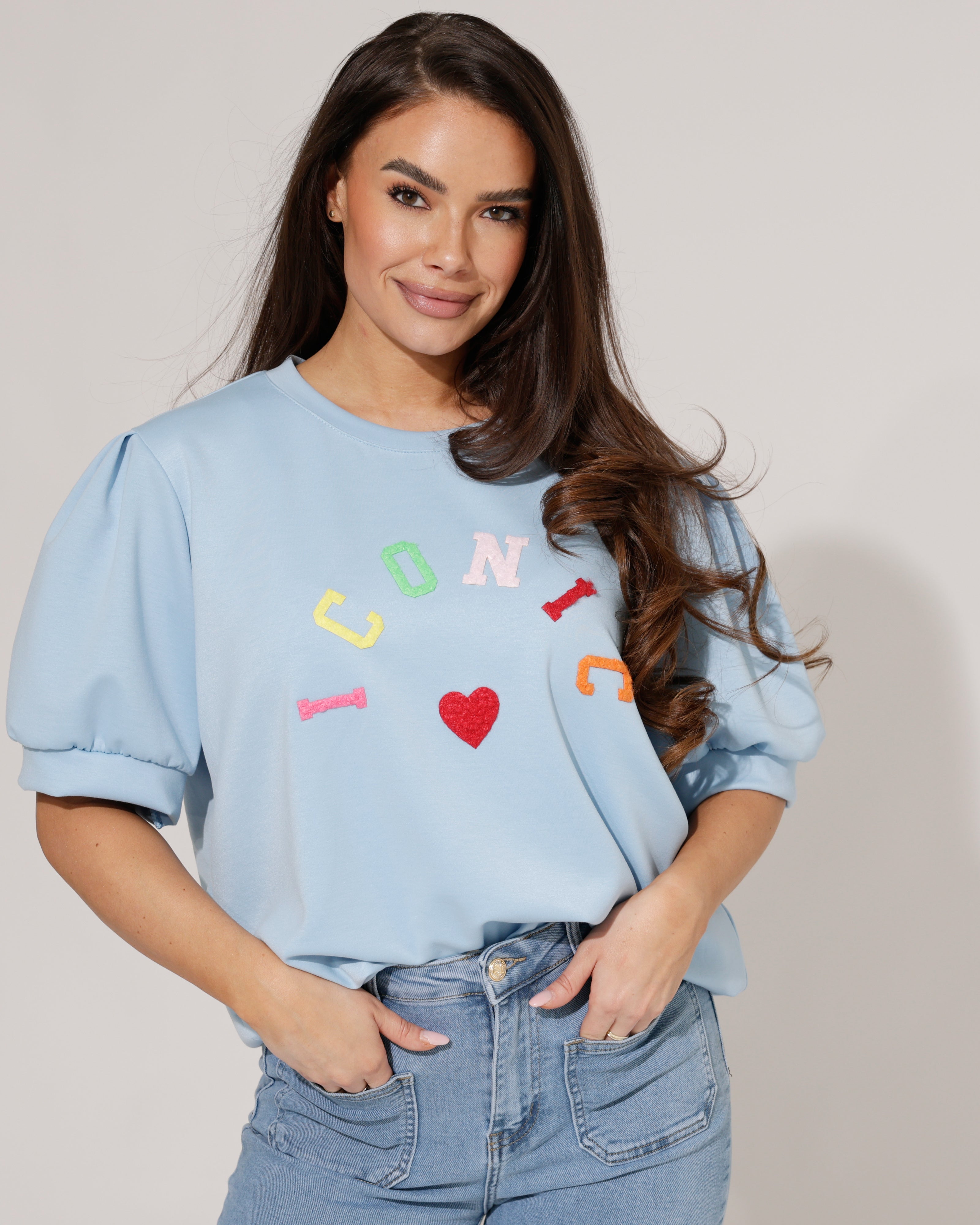 Top Iconic met hart Lichtblauw