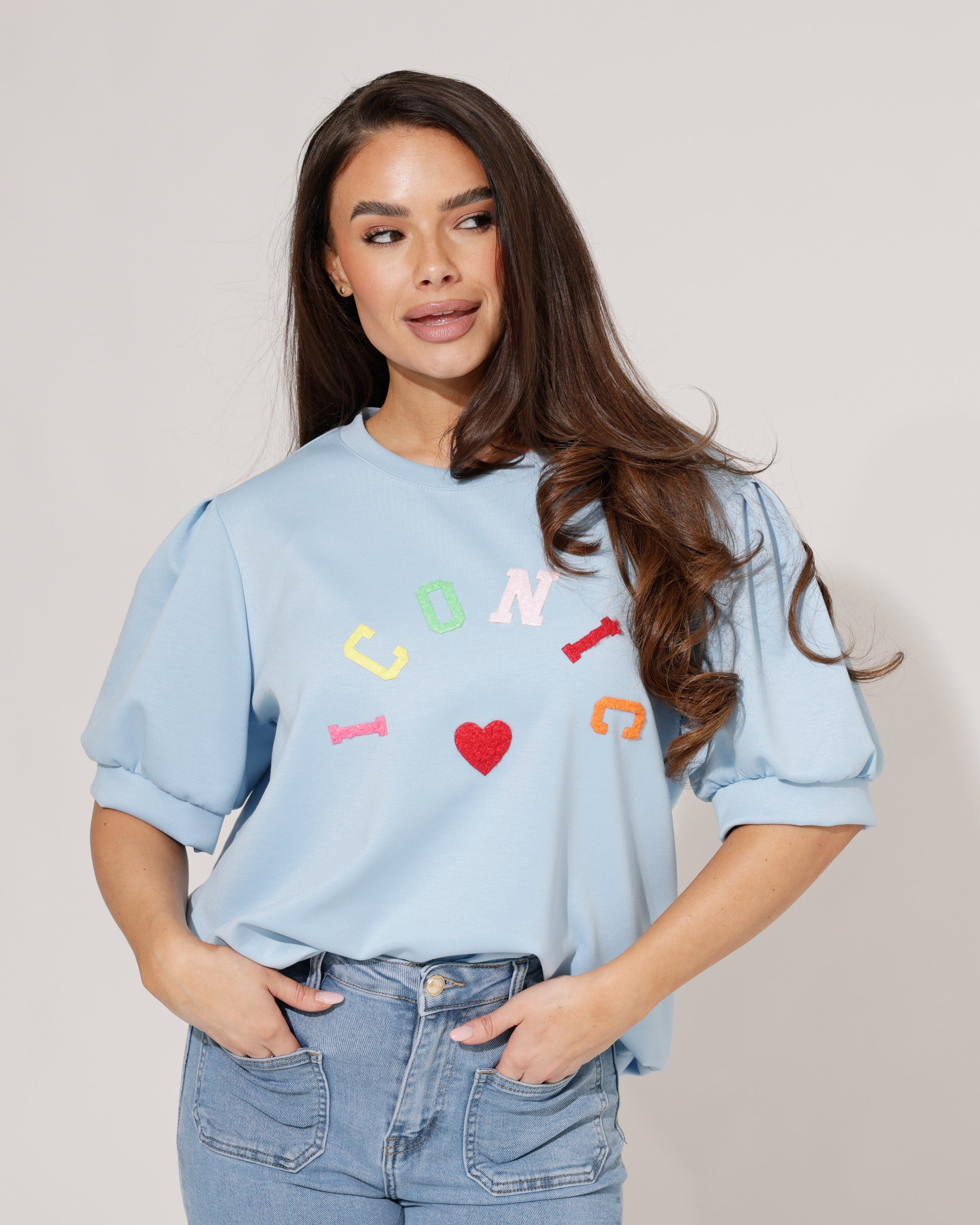 Top Iconic met hart Lichtblauw