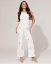Maison Onado | Wide leg jeans met bloemen Bibi-OW Wit