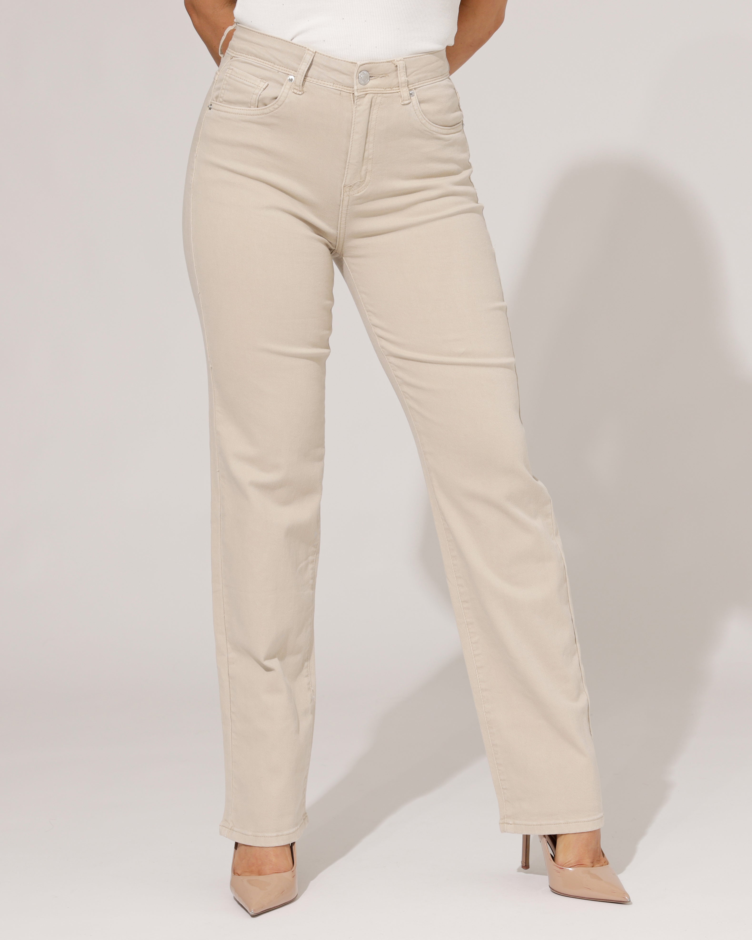 Norfy | Straight jeans Tina-10 Beige
