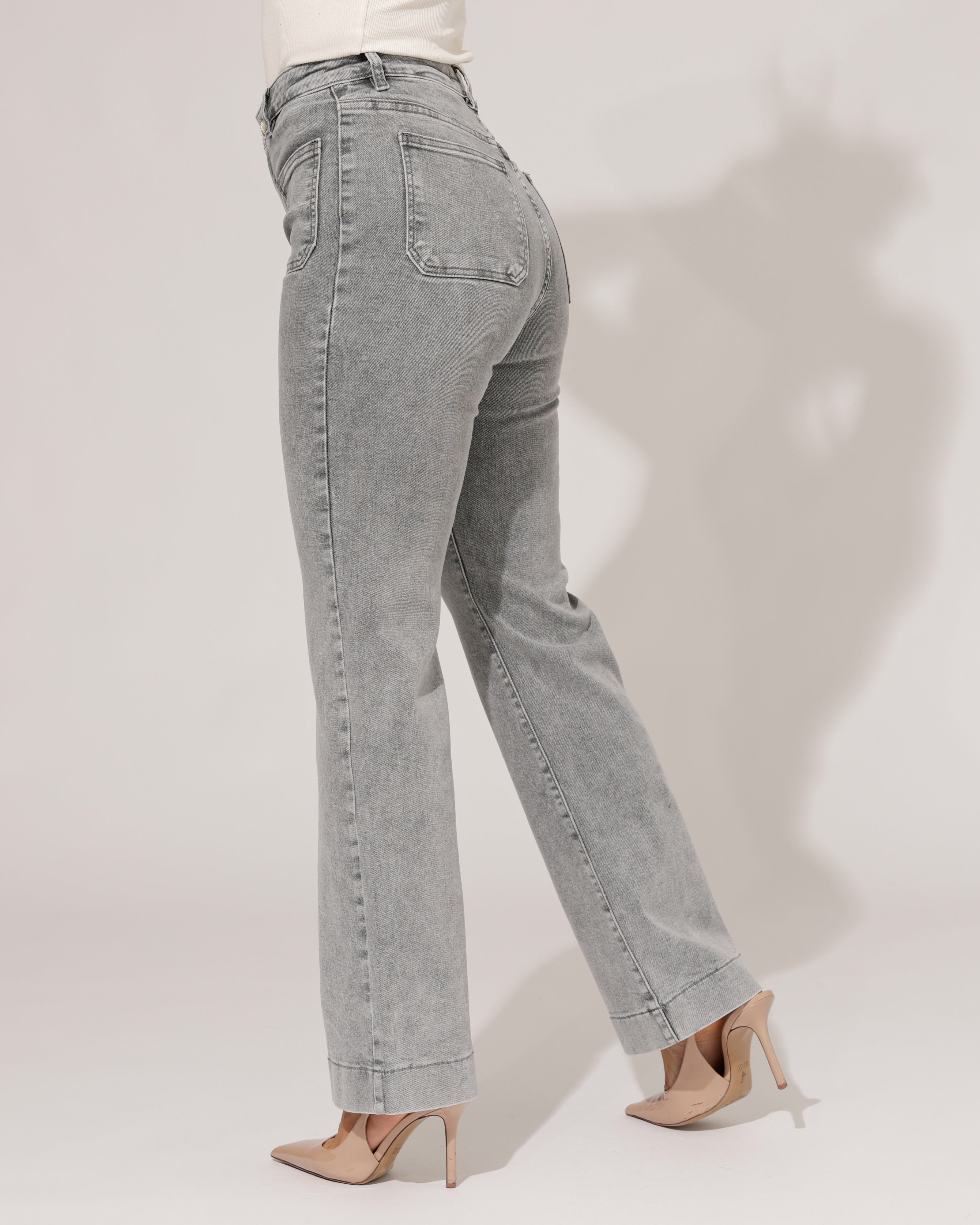 Folyrose | Wide leg jeans Jana-S Grijs