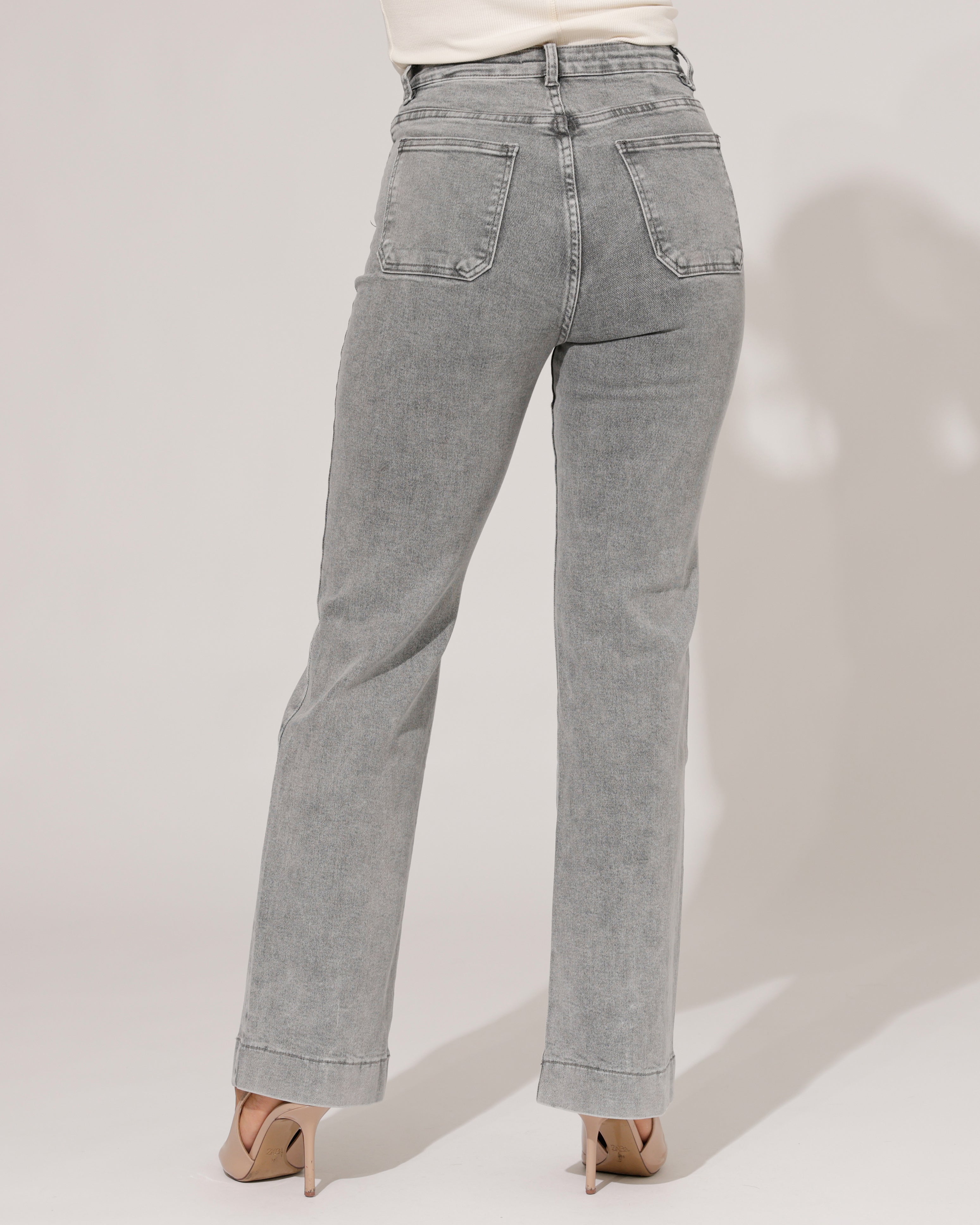 Folyrose | Wide leg jeans Jana-S Grijs