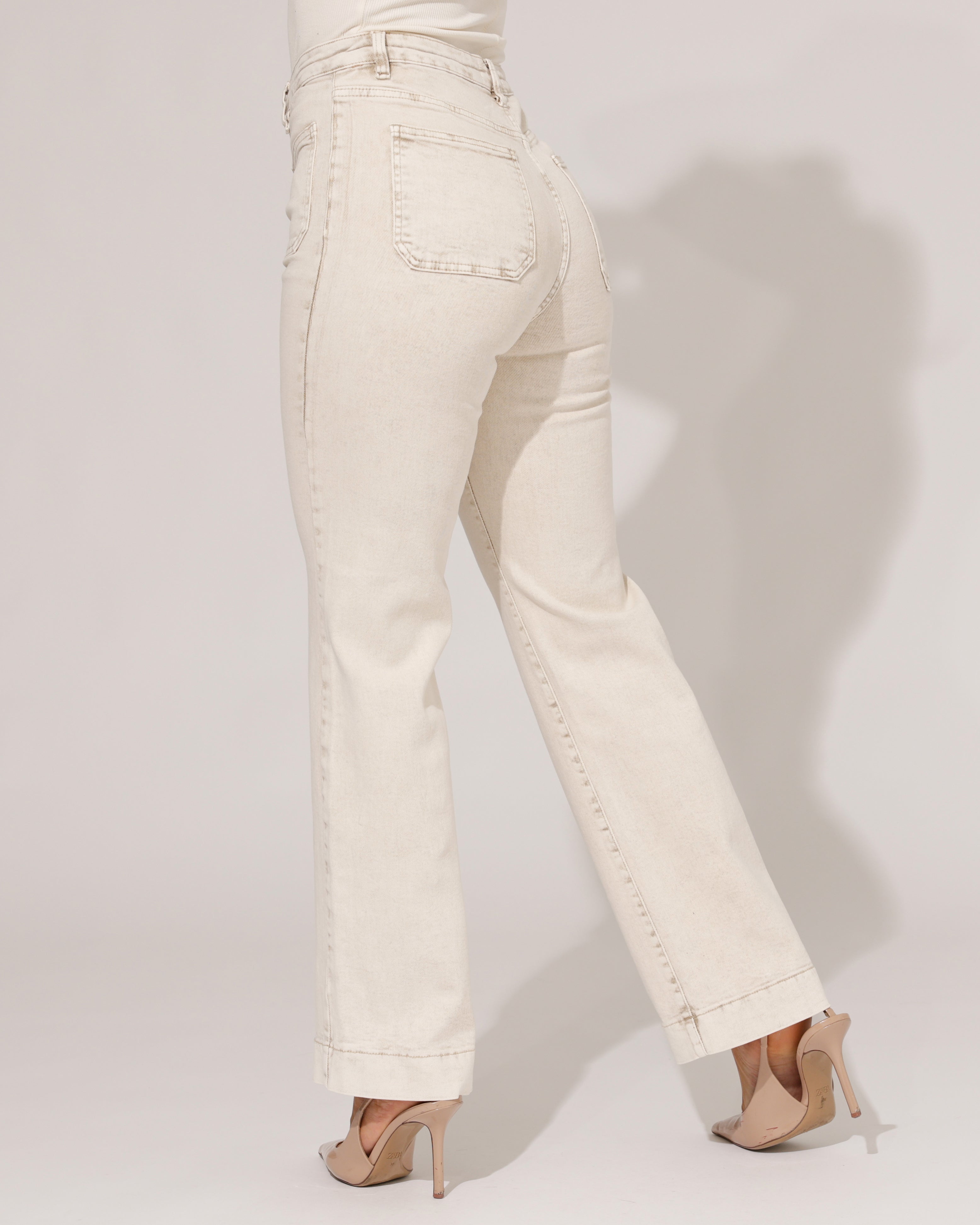 Folyrose | Wide leg jeans Mika-YG Beige