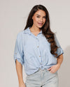 Blouse met knoop Milou Lichtblauw