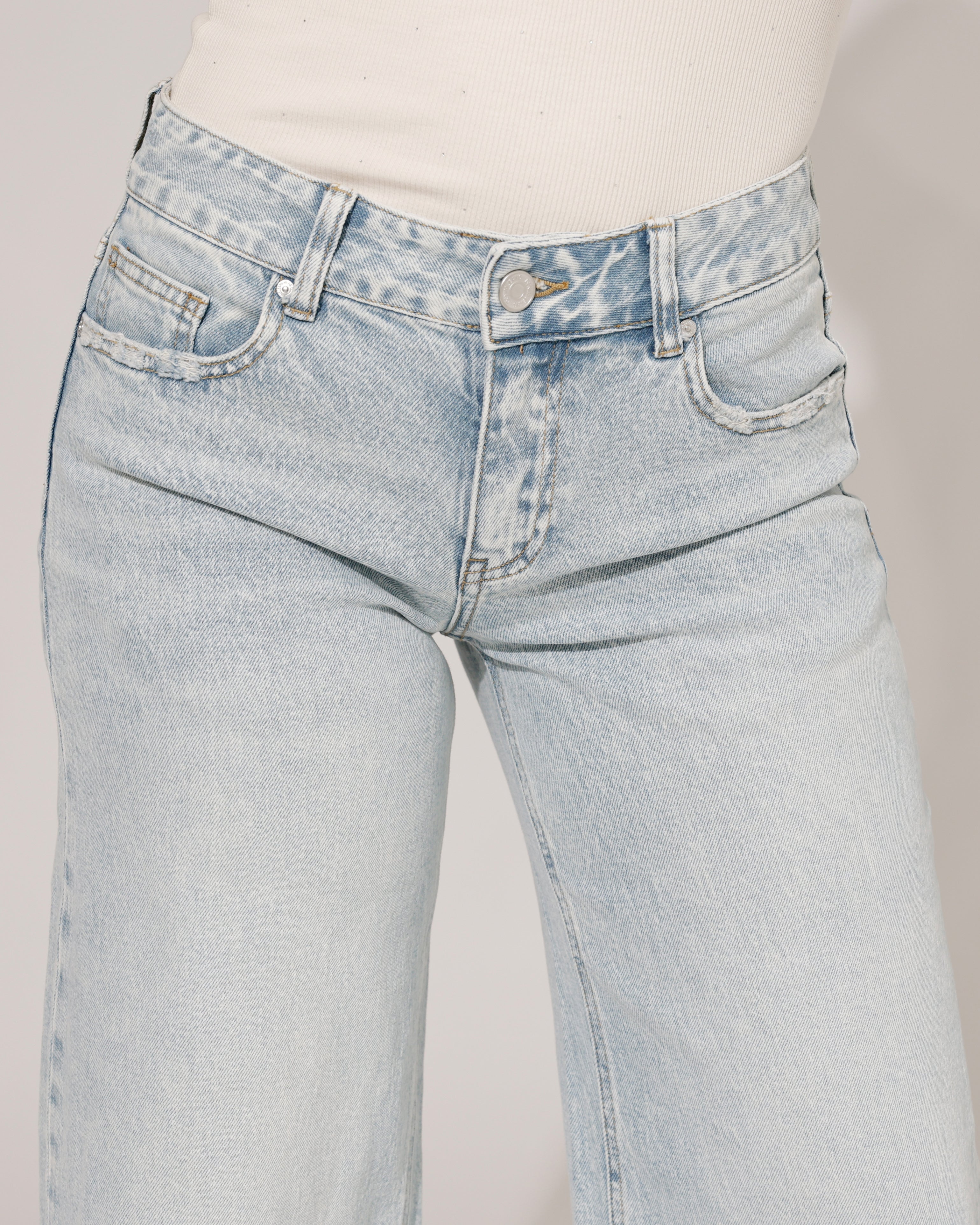 Queen Hearts | Wide leg jeans, low waist Malou-1 Blauw