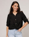 Blouse met knoop Milou Zwart