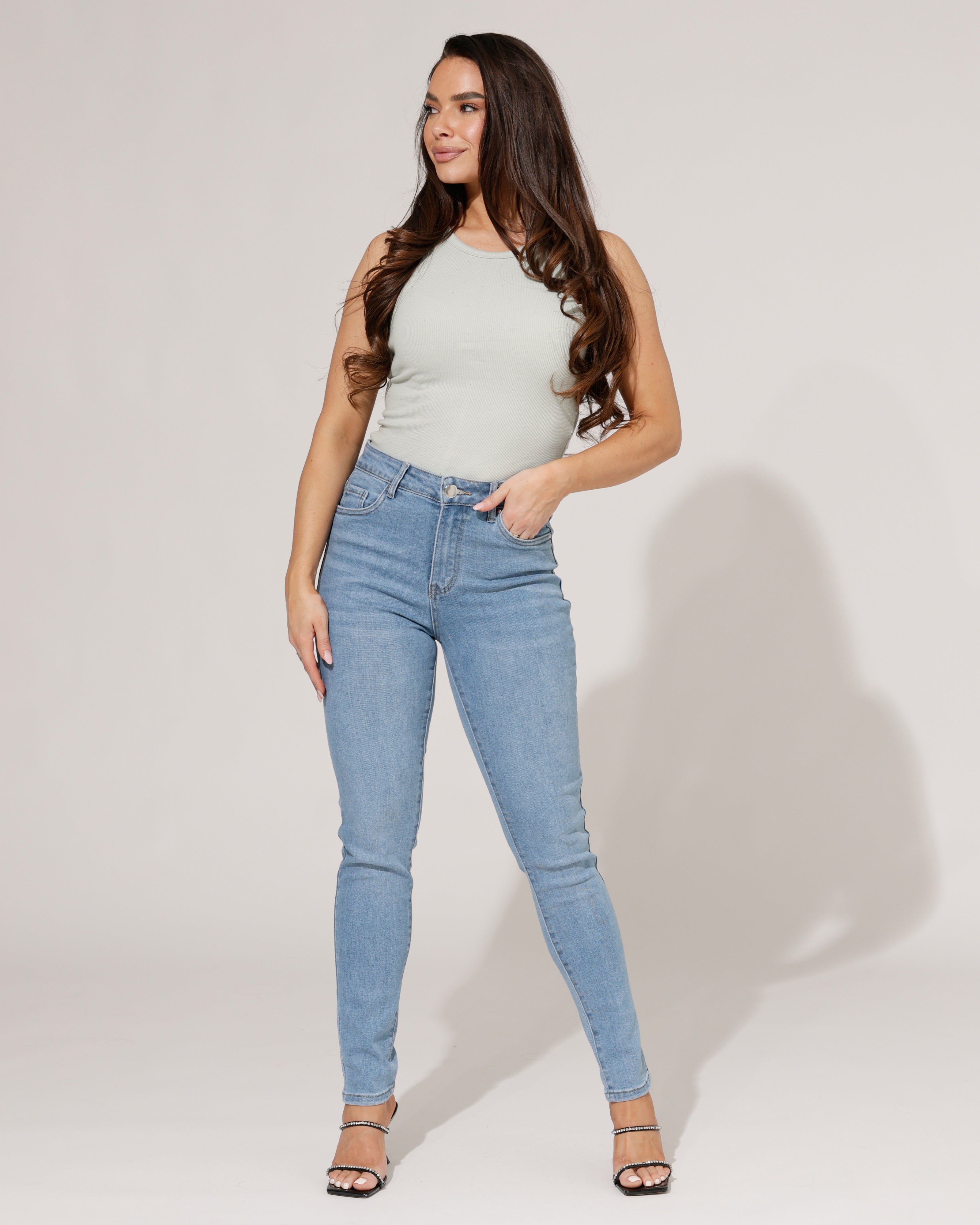 Goodies | Skinny jeans strass-zak Vivey Blauw