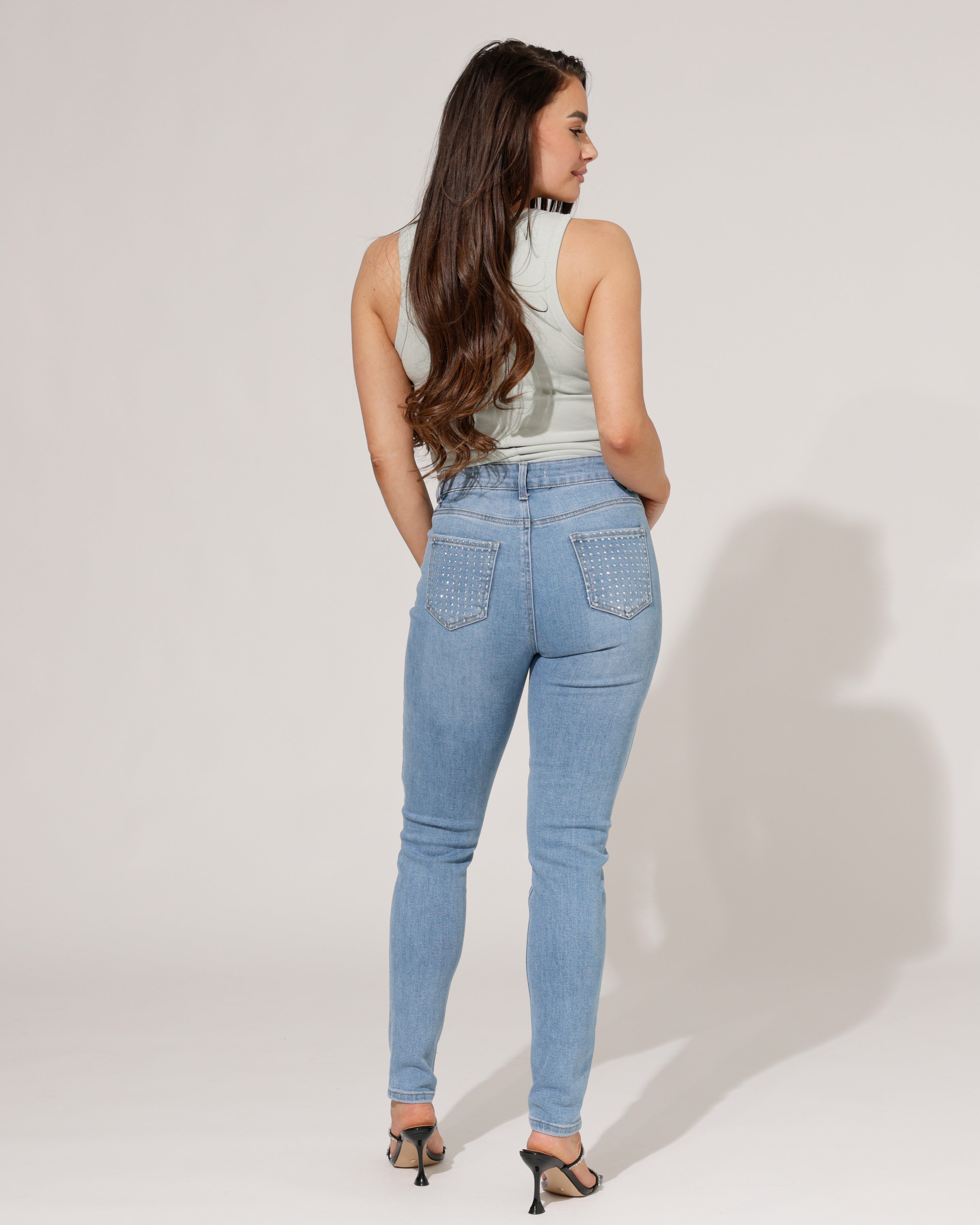Goodies | Skinny jeans strass-zak Vivey Blauw