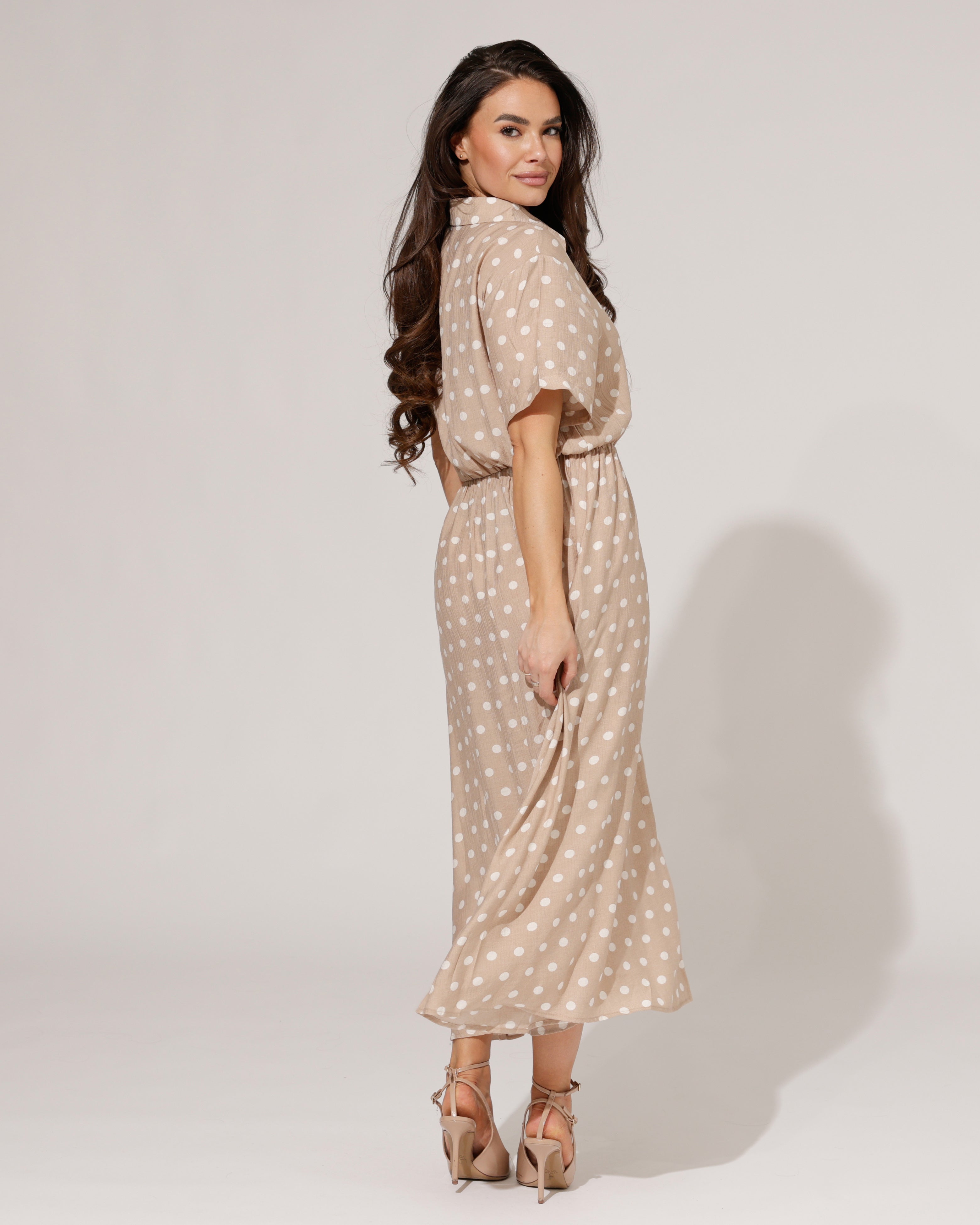 Jurk met stippen Mila Beige