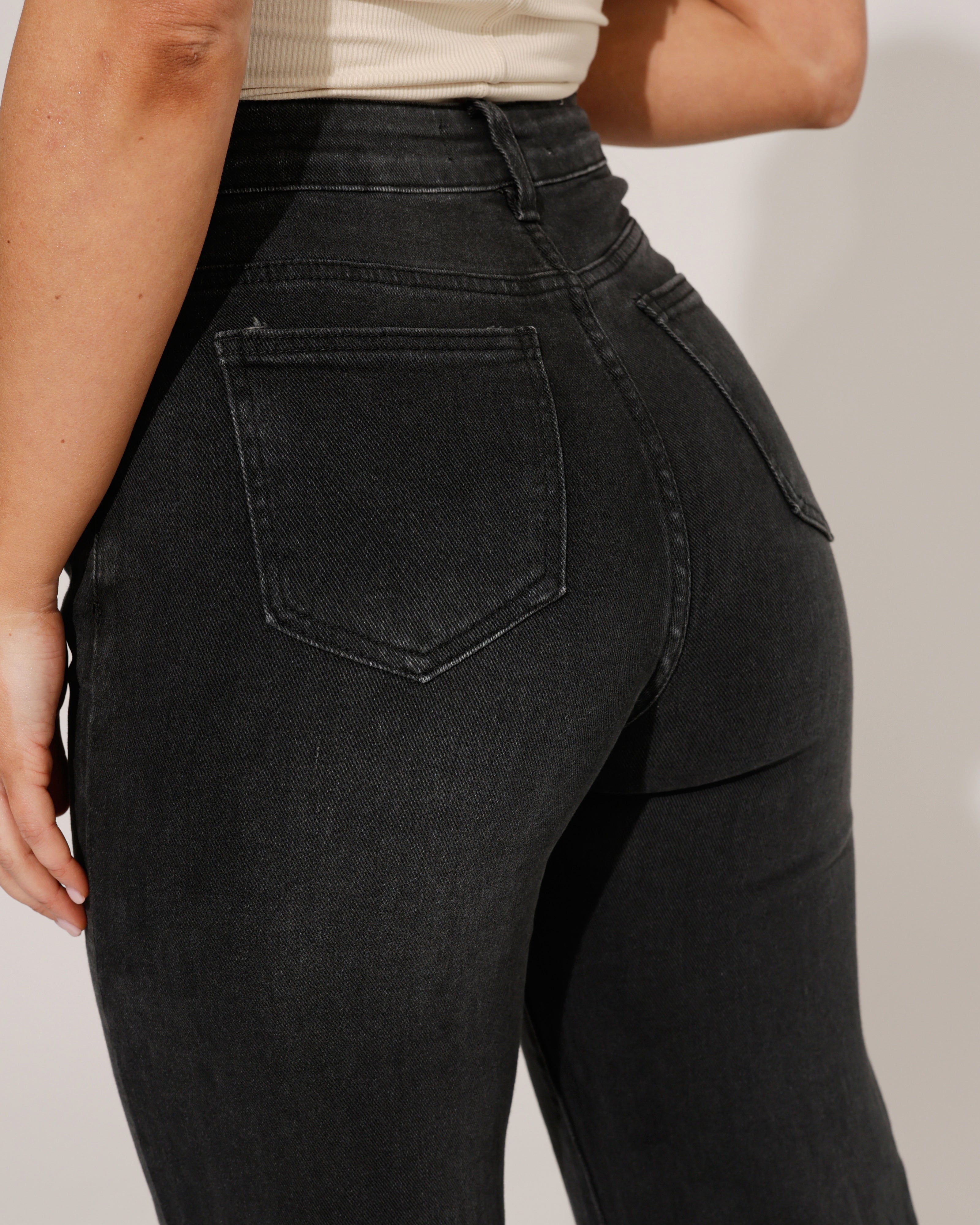 Hello Miss | Wide leg jeans Jamie-17 Donkergrijs