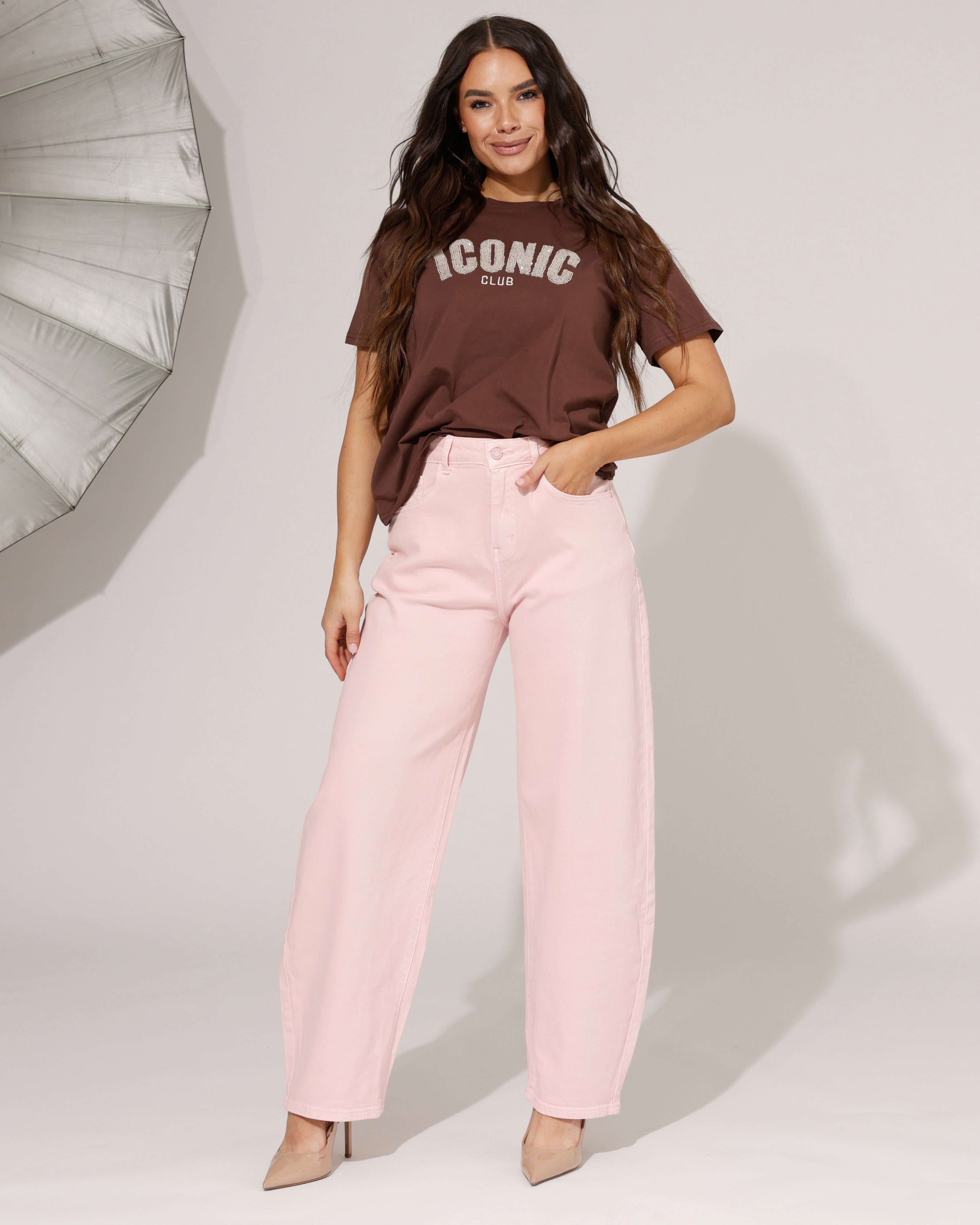 Hello Miss | Barrel jeans Rosa-1 Roze