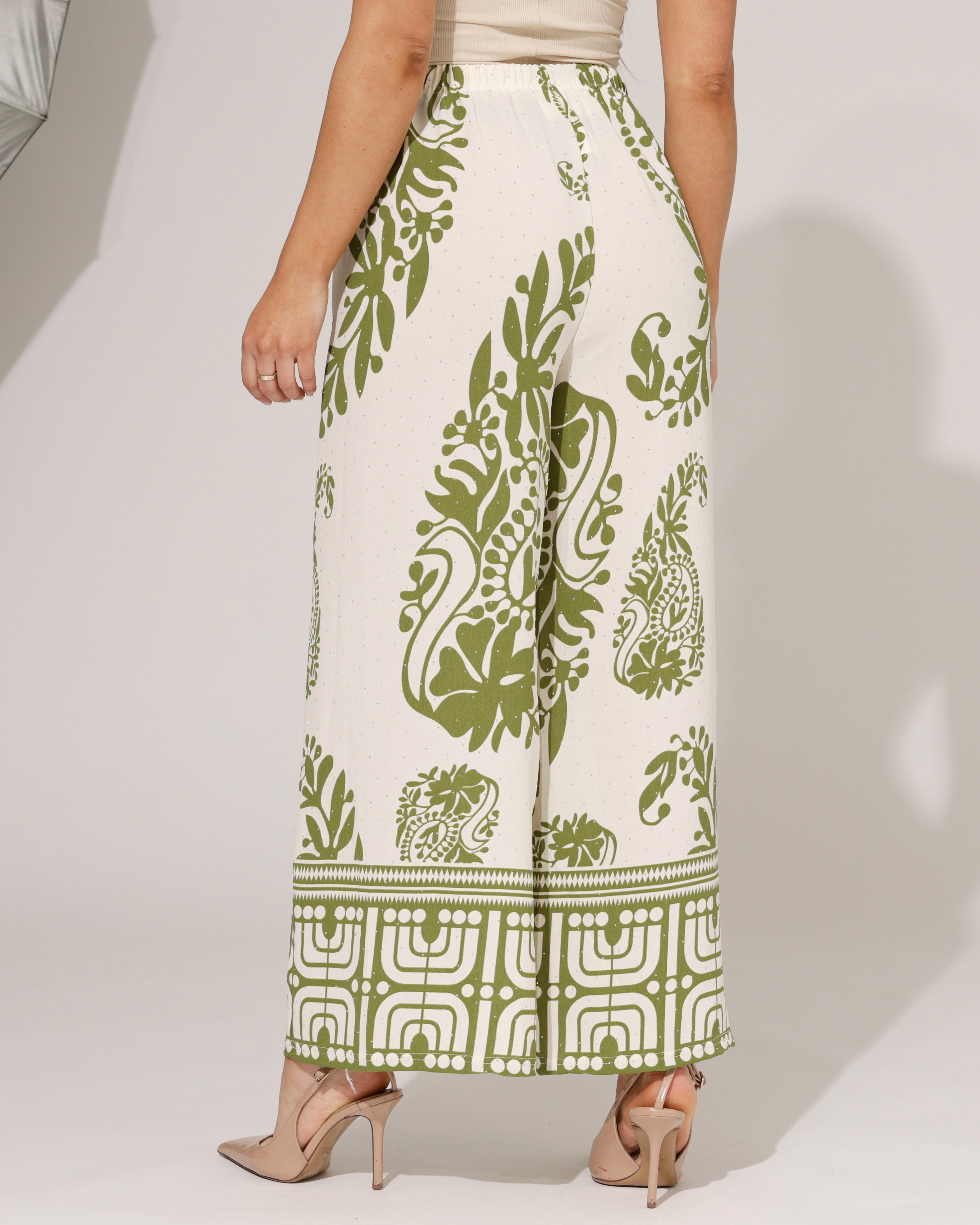 Wijde broek paisley print Farah Groen
