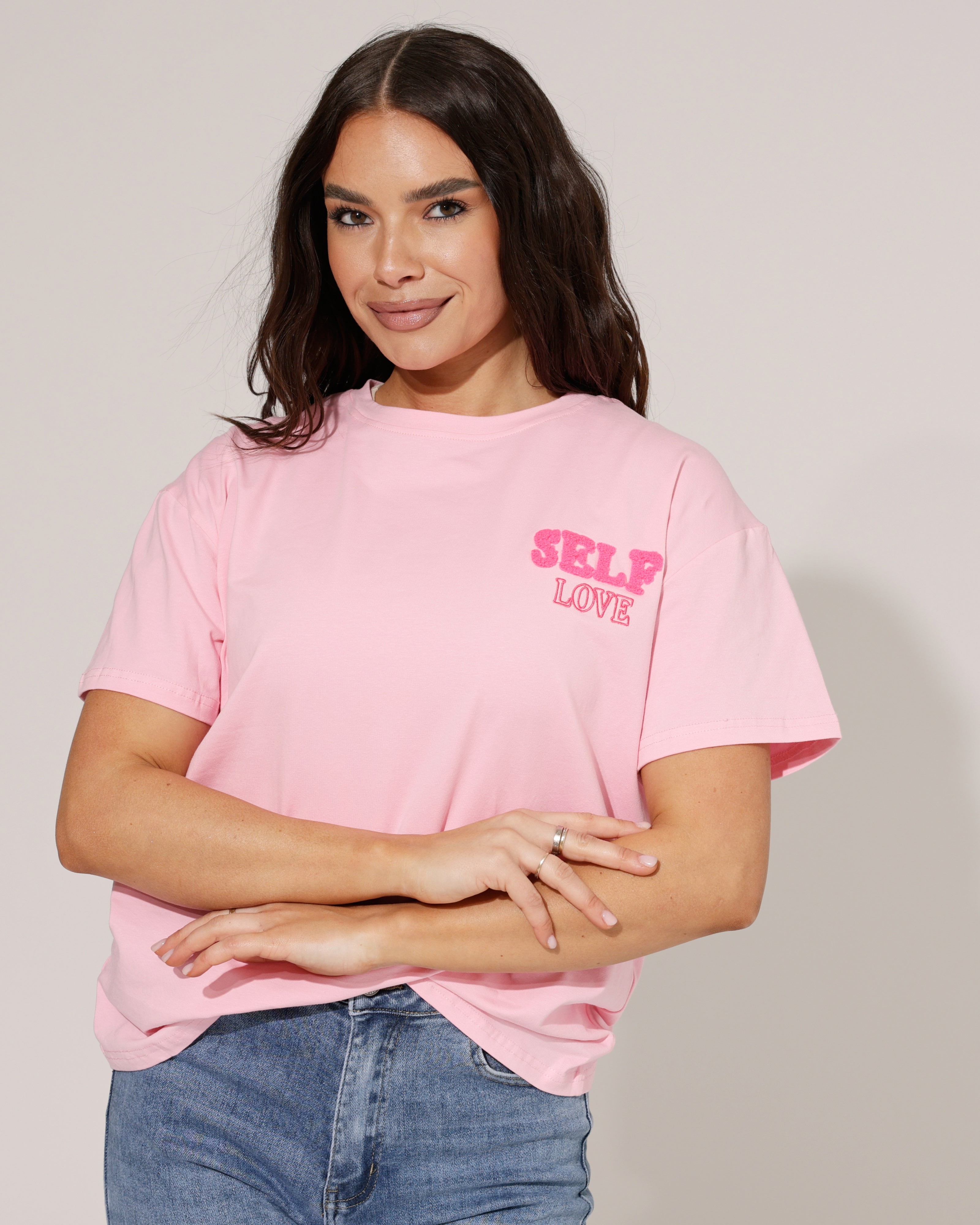 T-shirt Self love Lichtroze