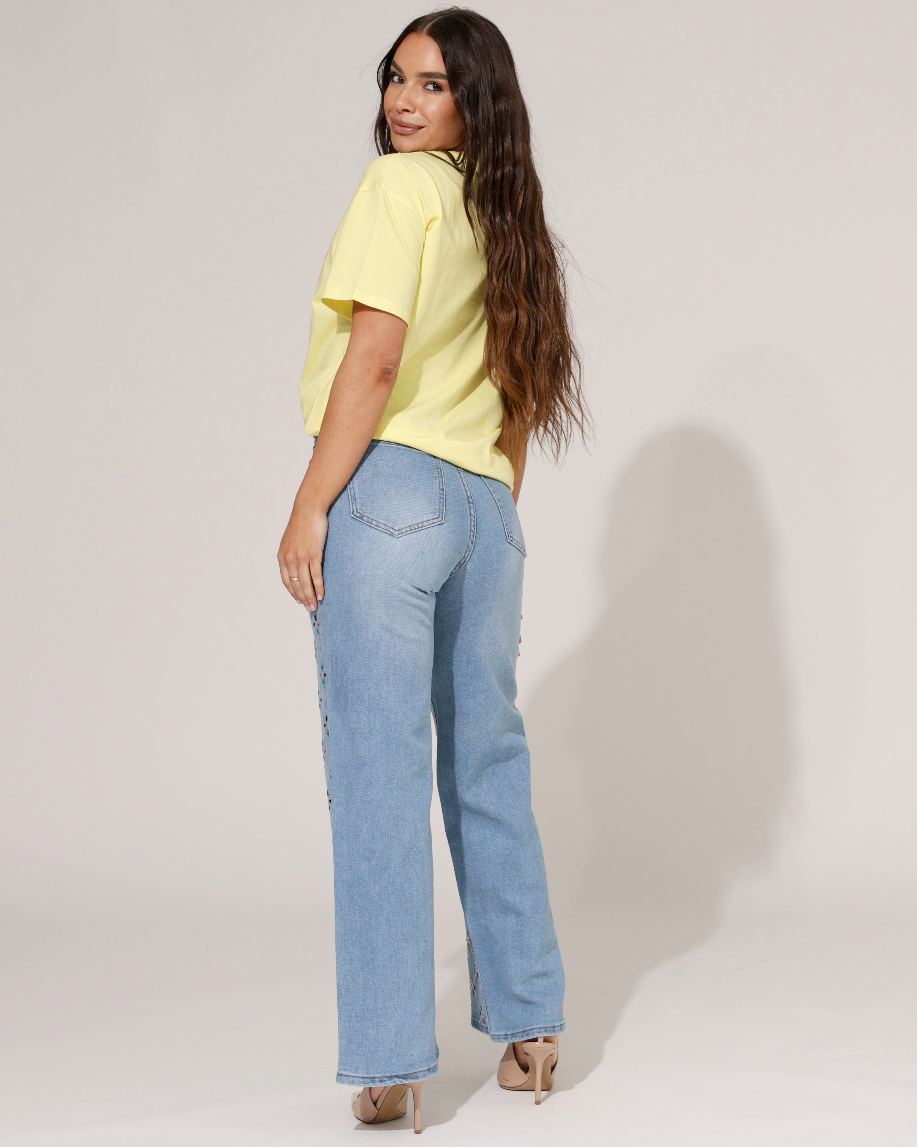 Folyrose | Wide leg jeans Roxann Blauw