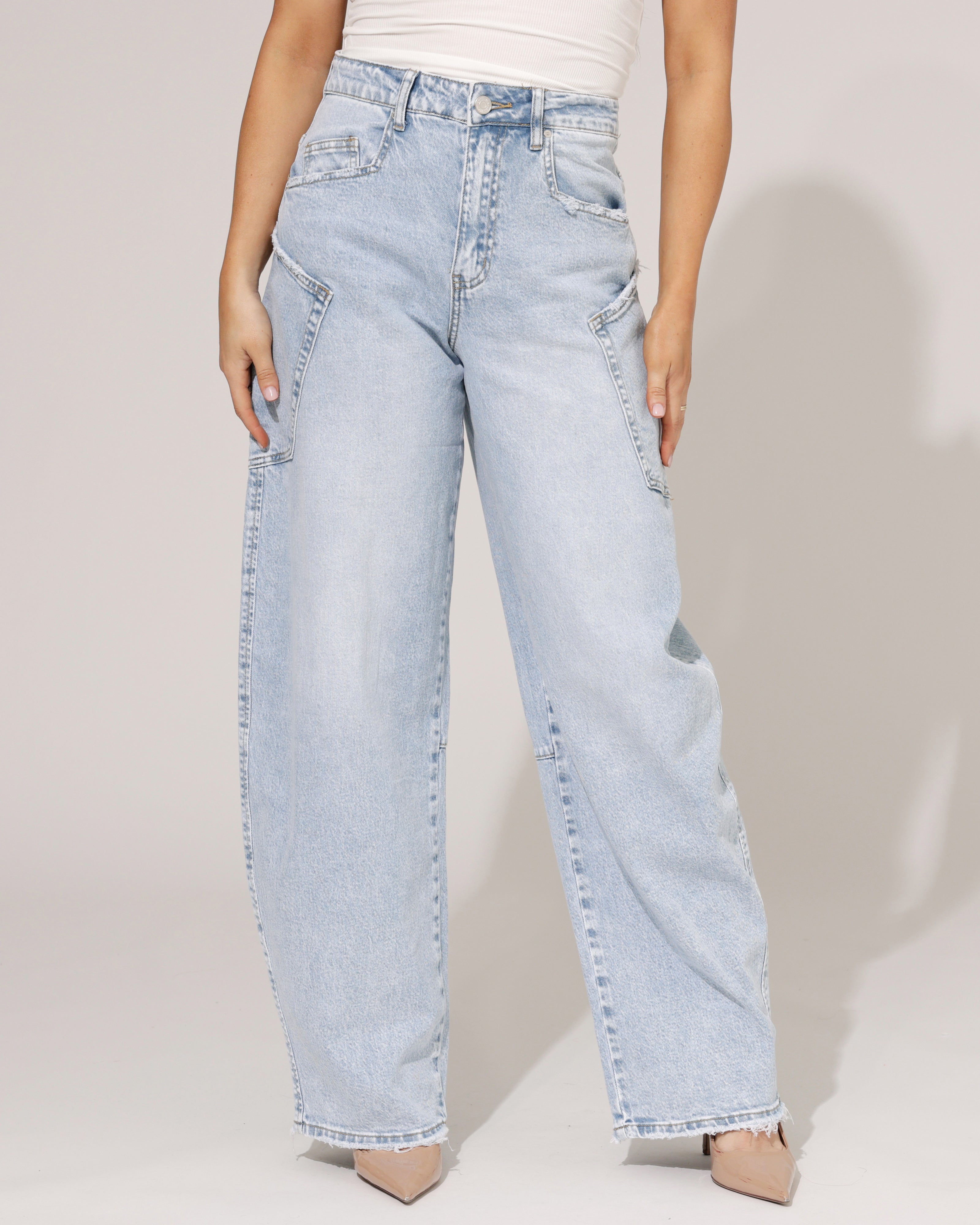 Queen Hearts | Barrel jeans met zak Gina-8 Blauw