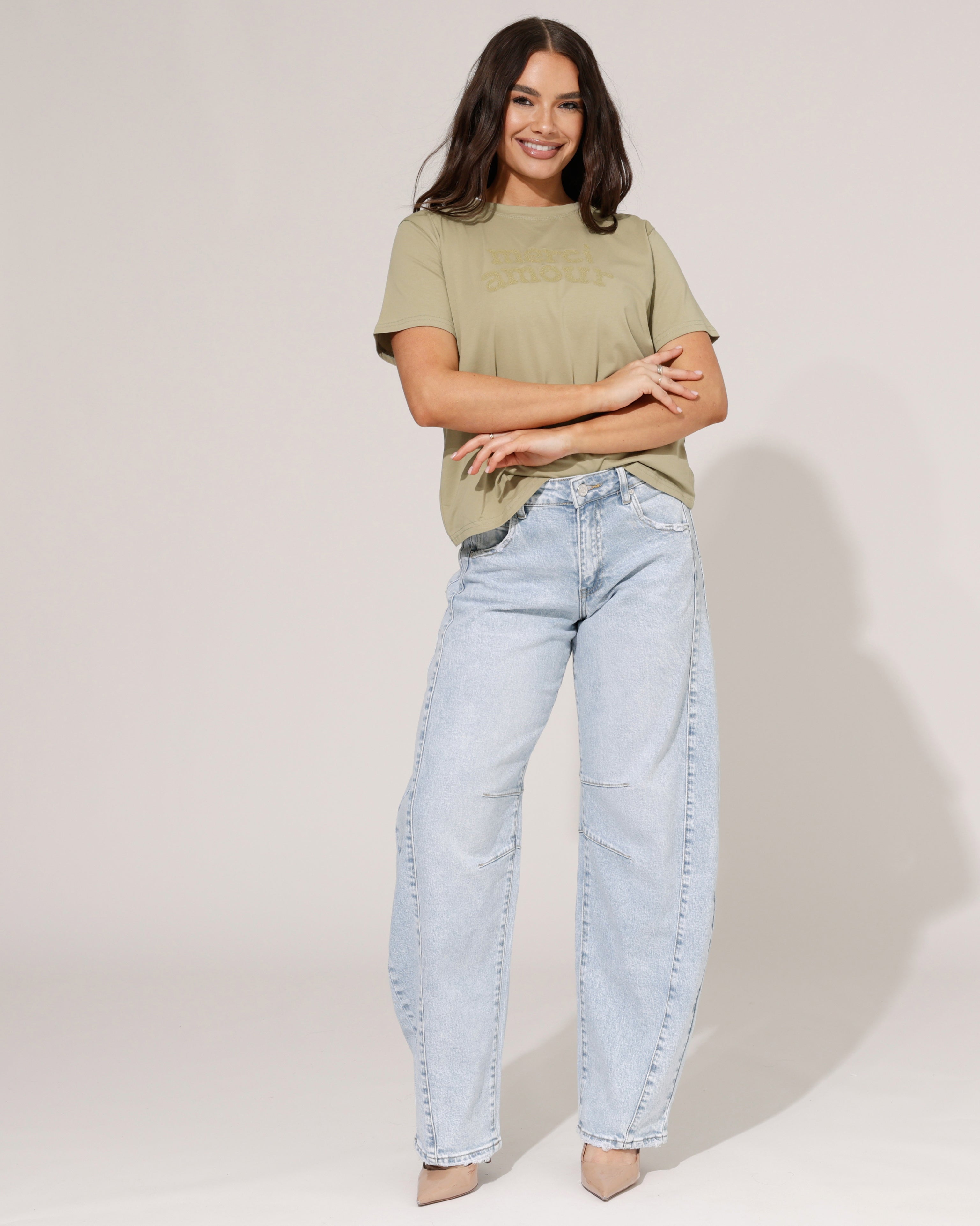 Queen Hearts | Barrel jeans Lucey-1 Lichtblauw
