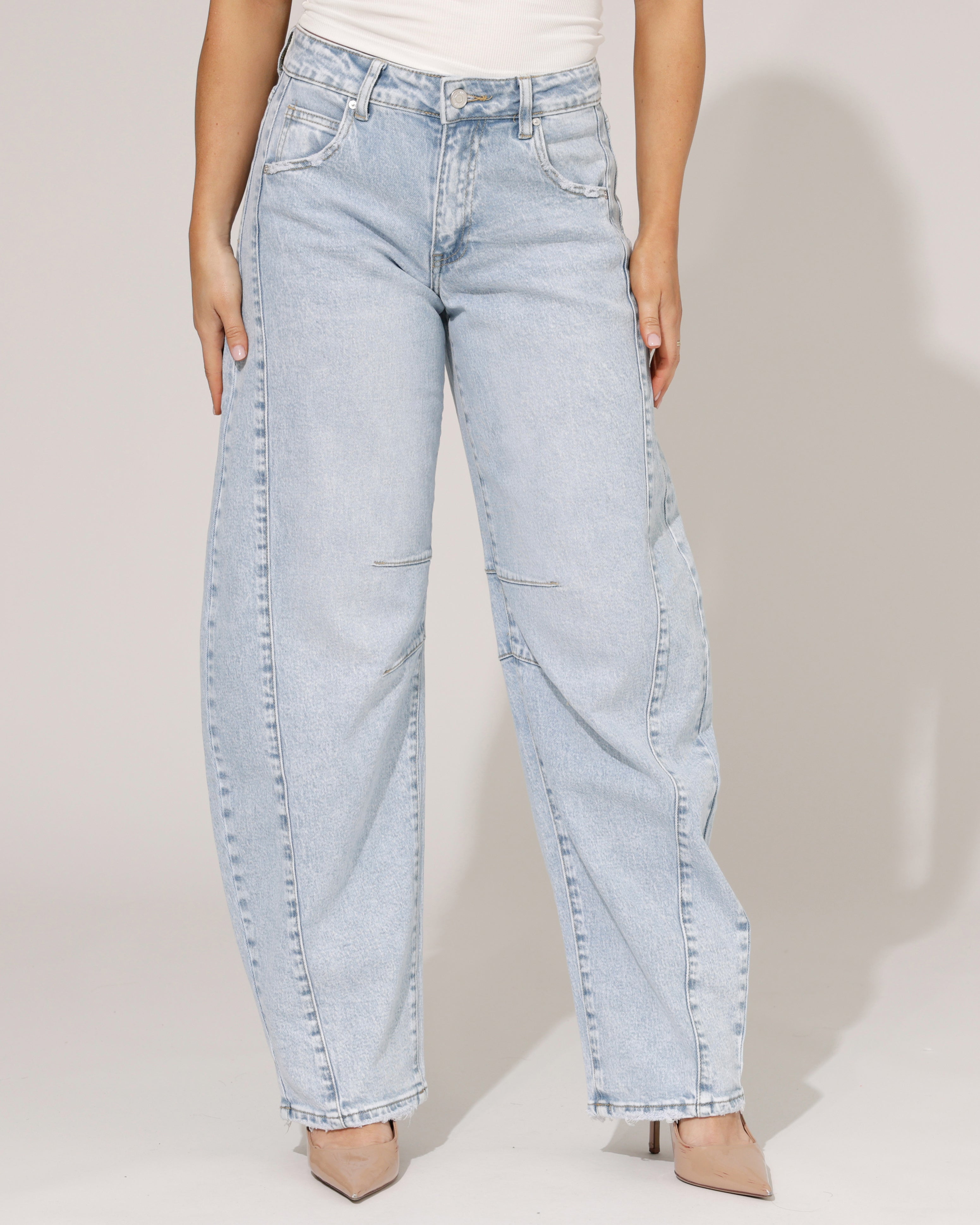 Queen Hearts | Barrel jeans Lucey-1 Lichtblauw