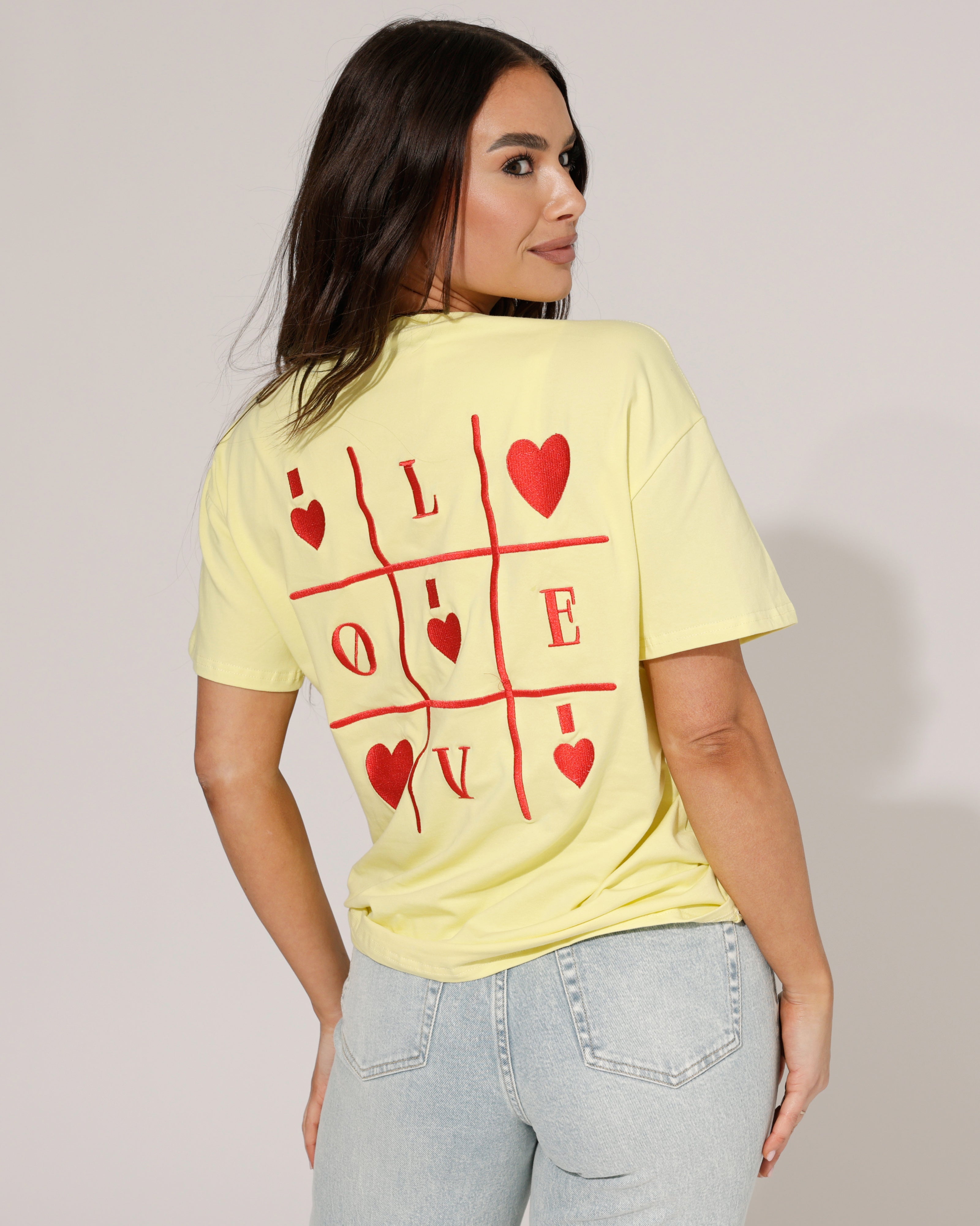 T-shirt Love hearts Geel