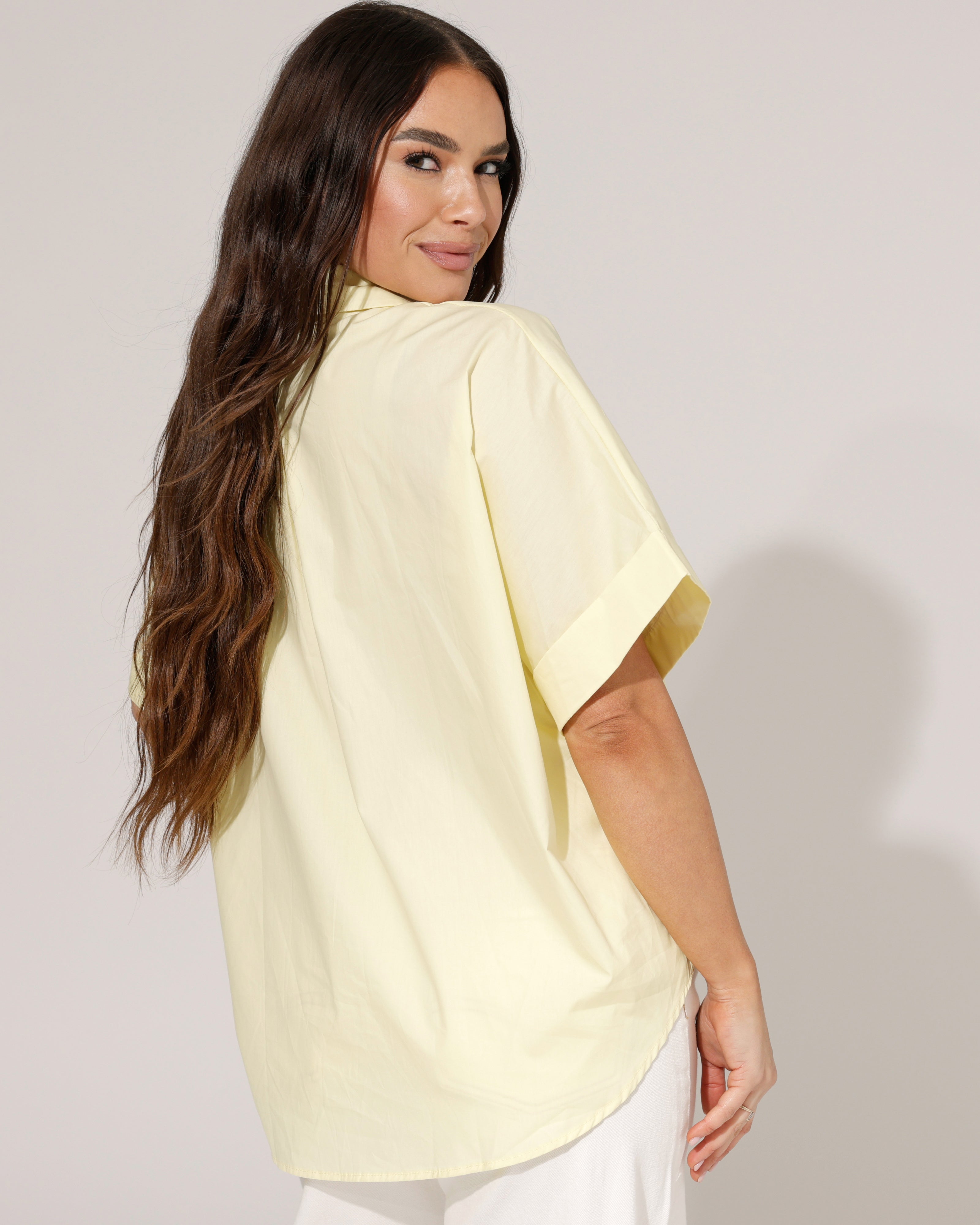 Effen blouse korte mouwen Lilly Geel