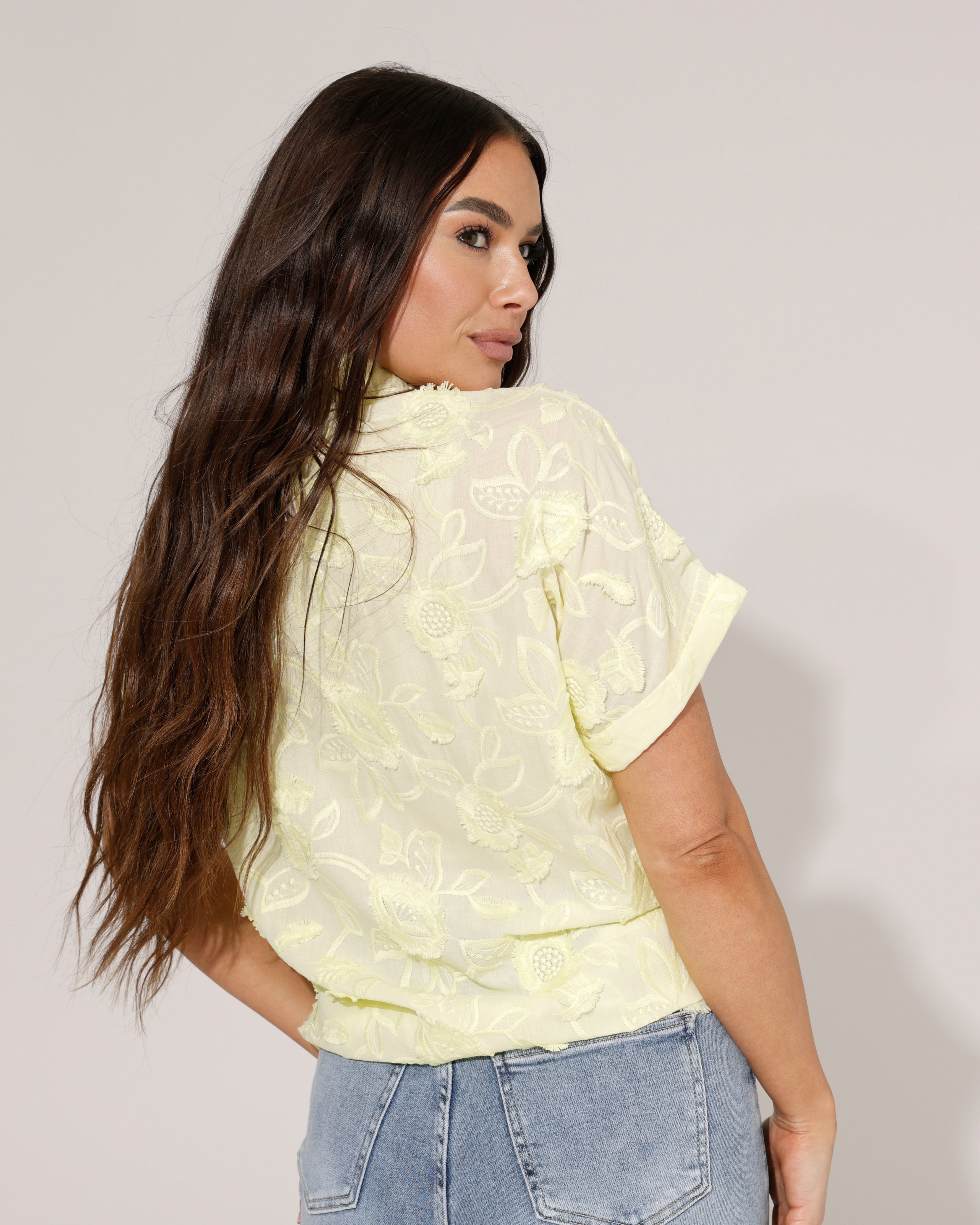 Blouse met bloemen Vicky Geel
