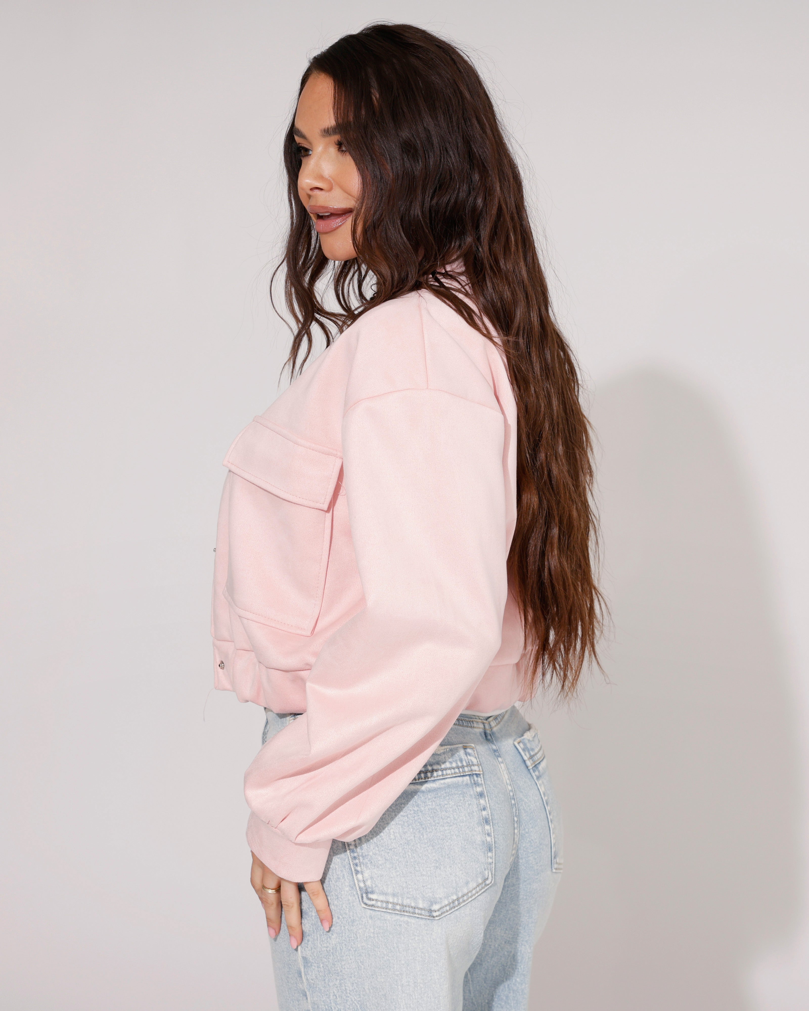 Suede-look bomberjacket Yazz Lichtroze