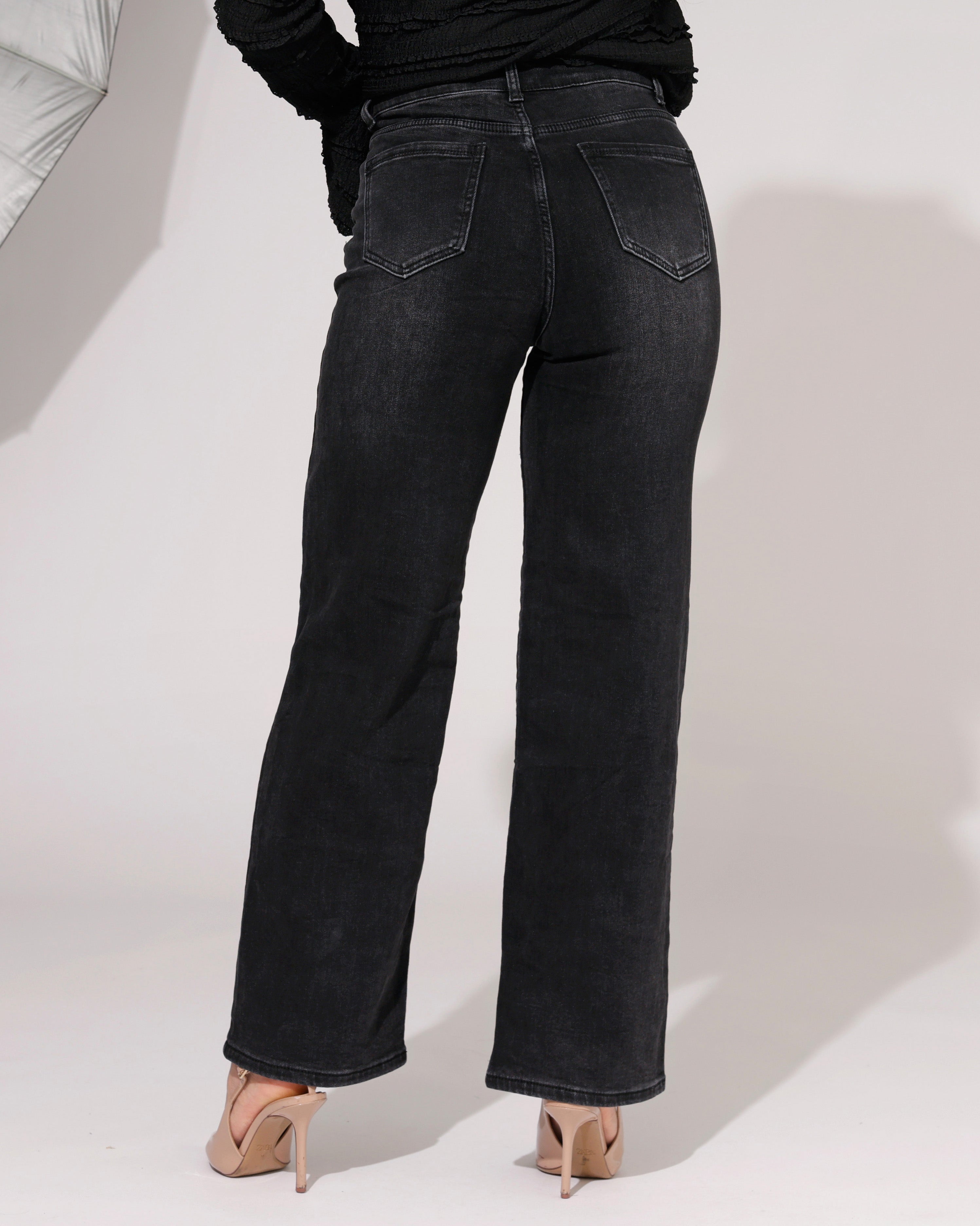 Hello Miss | Wide Leg Jeans Jill-6 Zwart