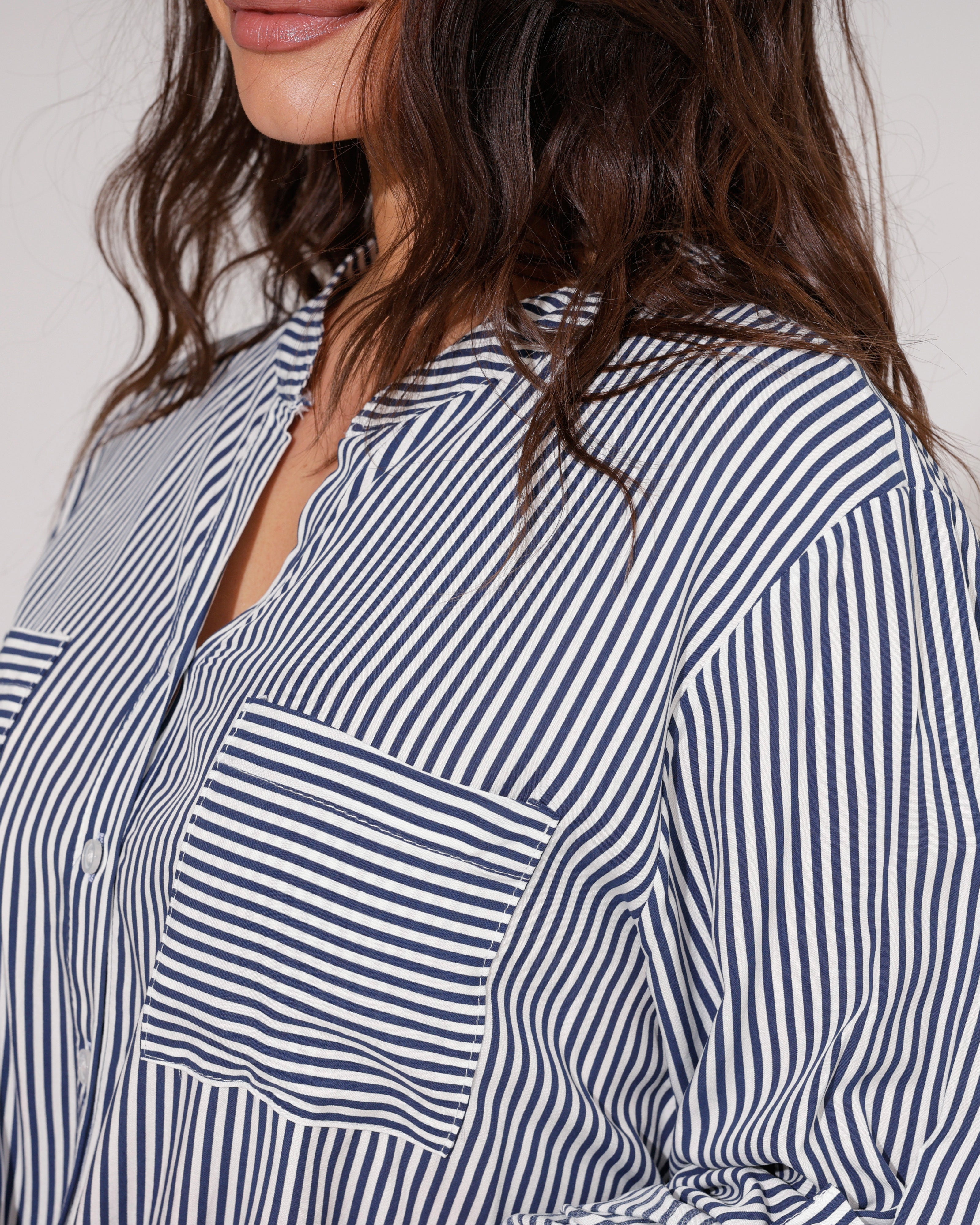 Gestreepte blouse Vienna Donkerblauw