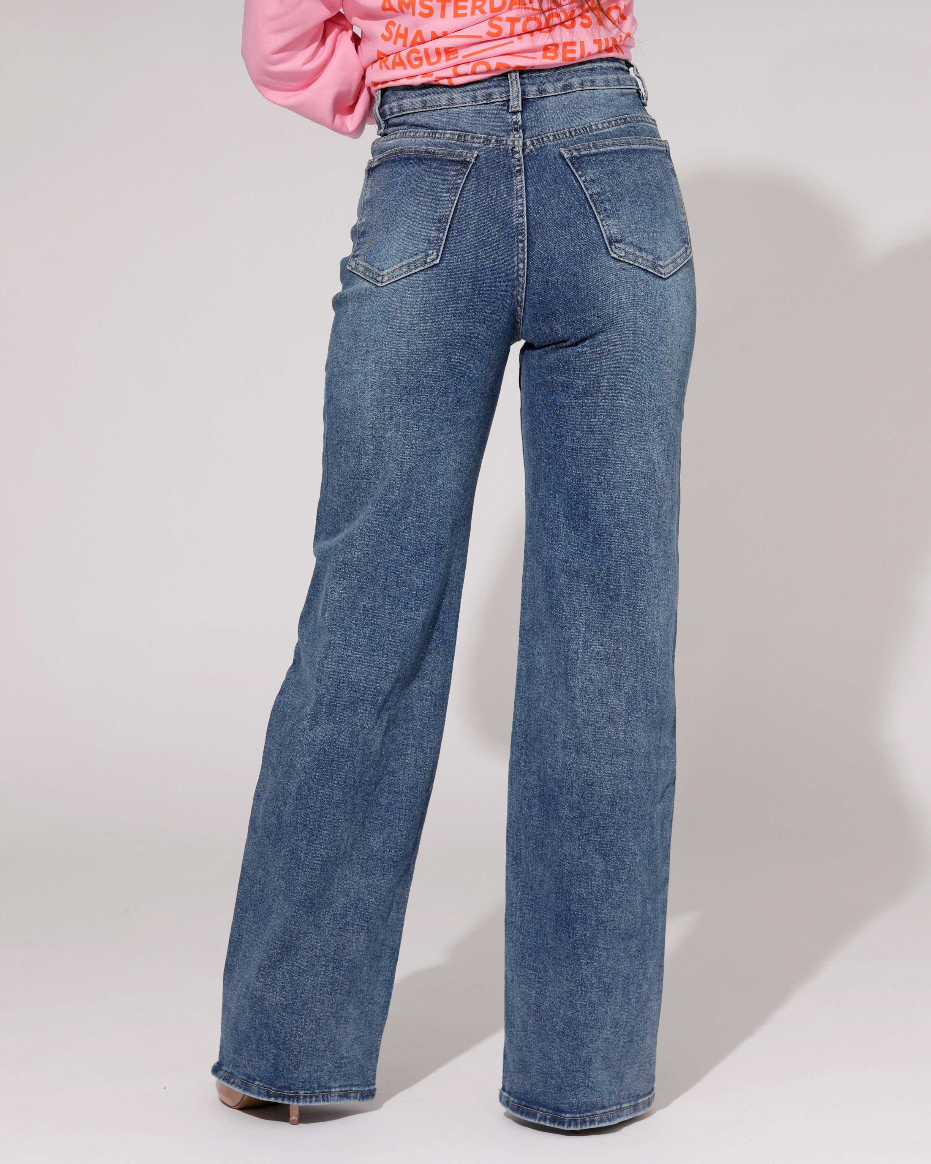 Hello Miss | Wide Leg Jeans Macey-8 Blauw