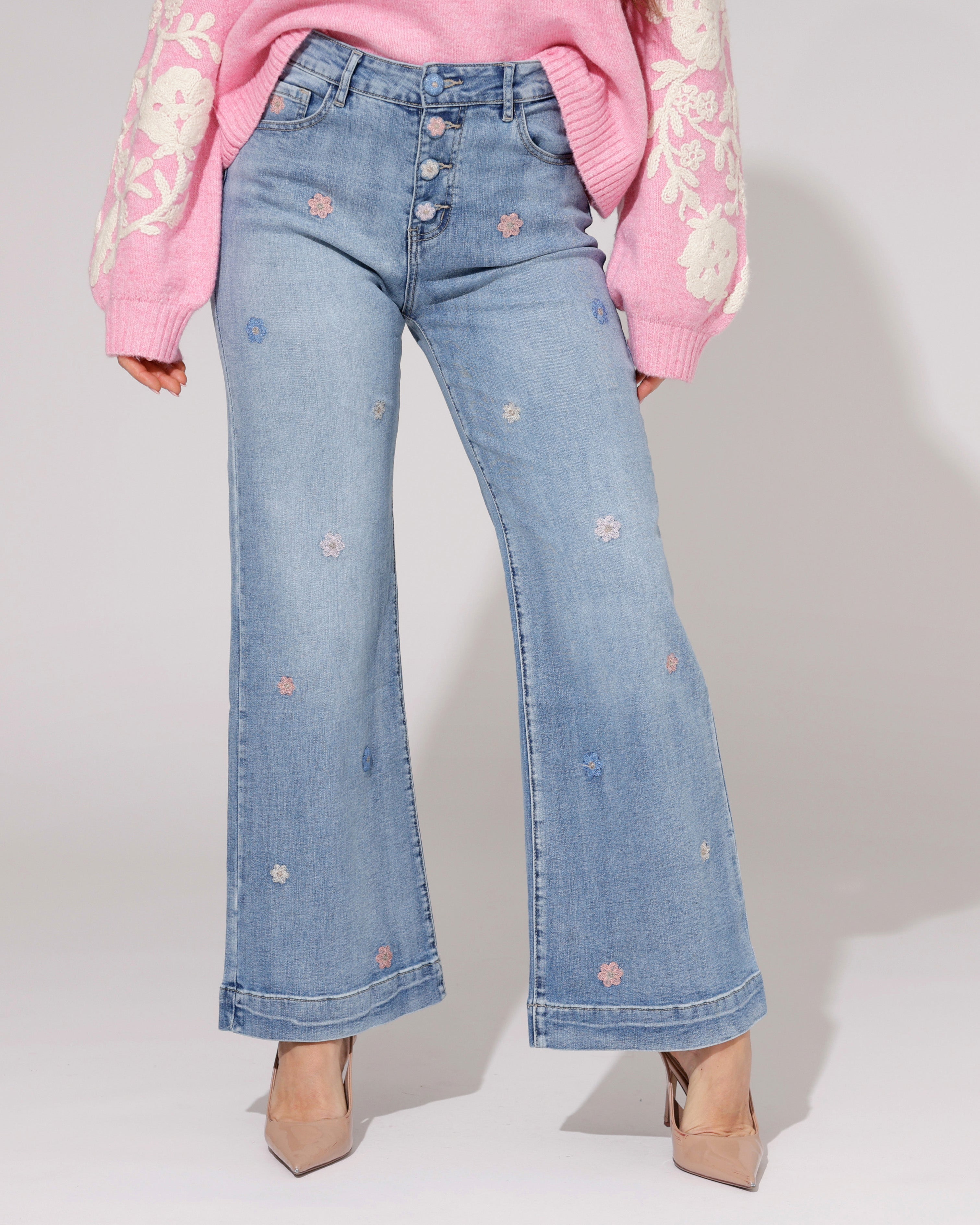 ZAC & ZOE | Wide leg jeans Flowery Blauw