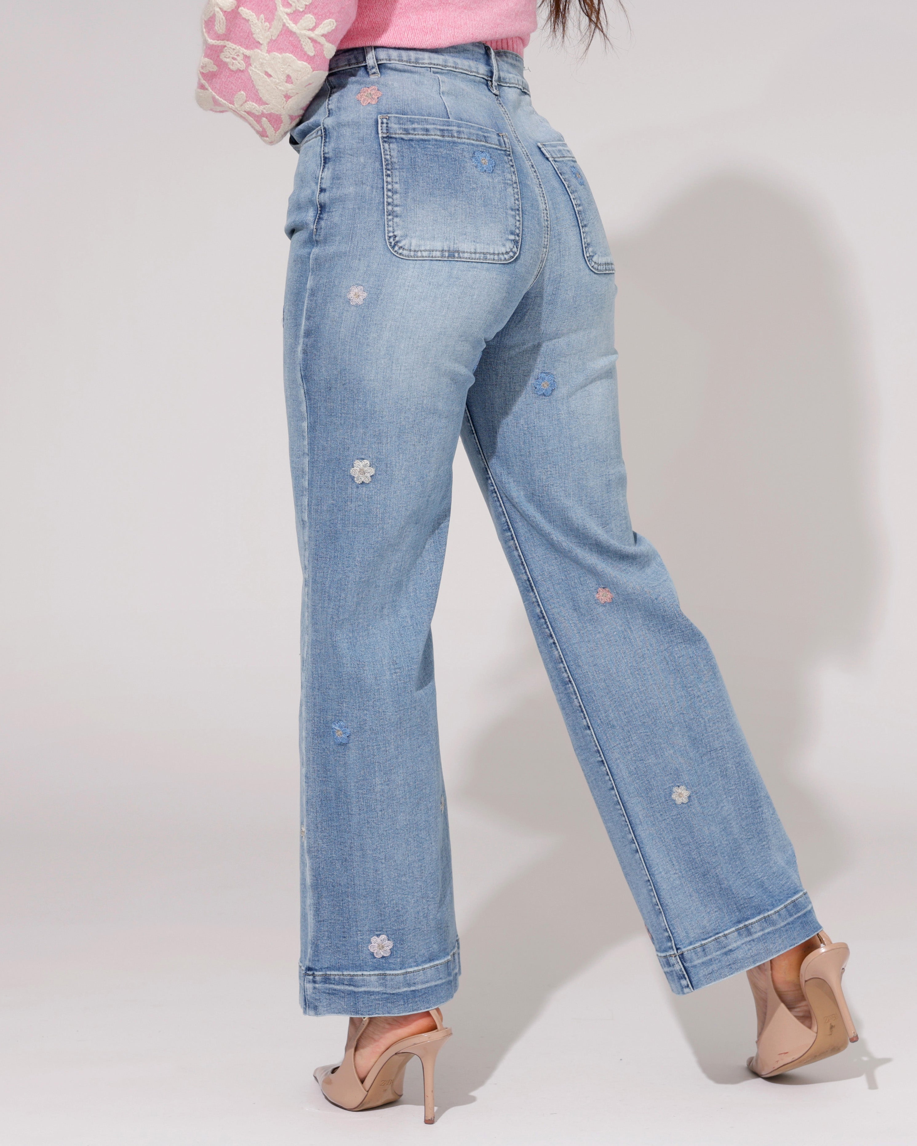 ZAC & ZOE | Wide leg jeans Flowery Blauw