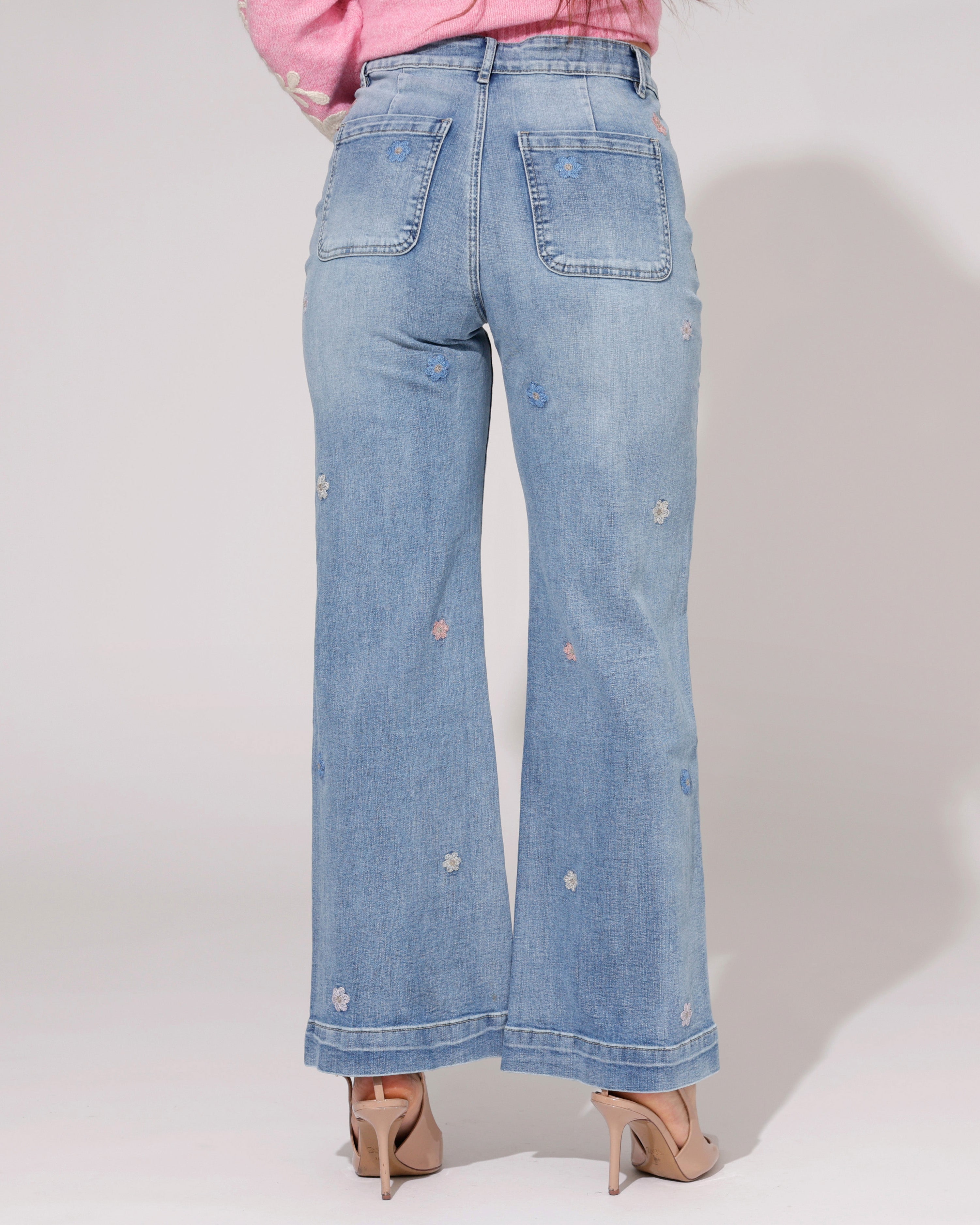 ZAC & ZOE | Wide leg jeans Flowery Blauw