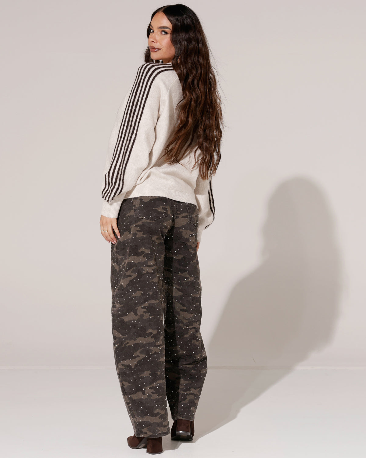 Vest met strepen Amore Taupe