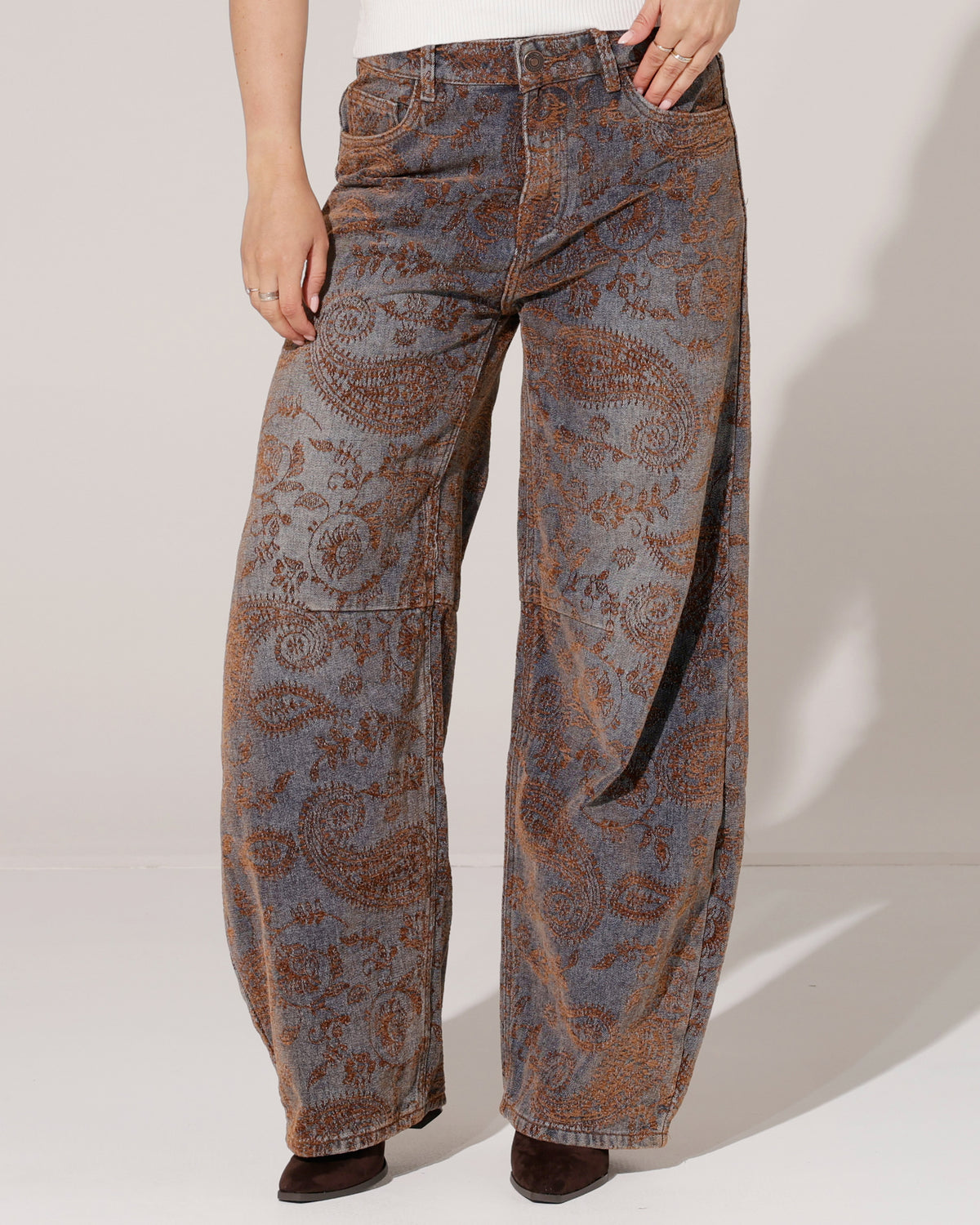 Toxik | Barrel jeans paisley print Mexxy Donkerblauw