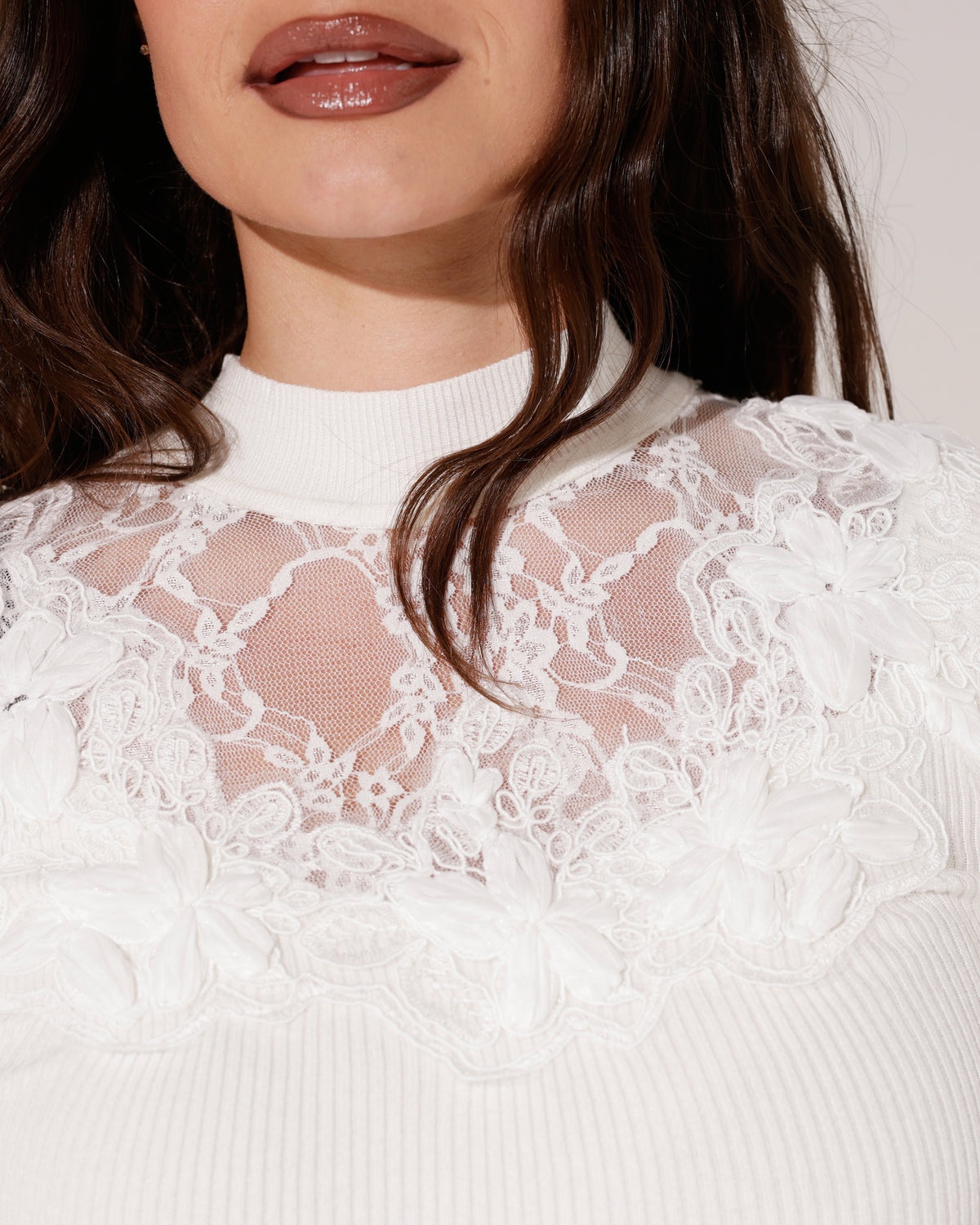 Top met kanten details Lieve Wit