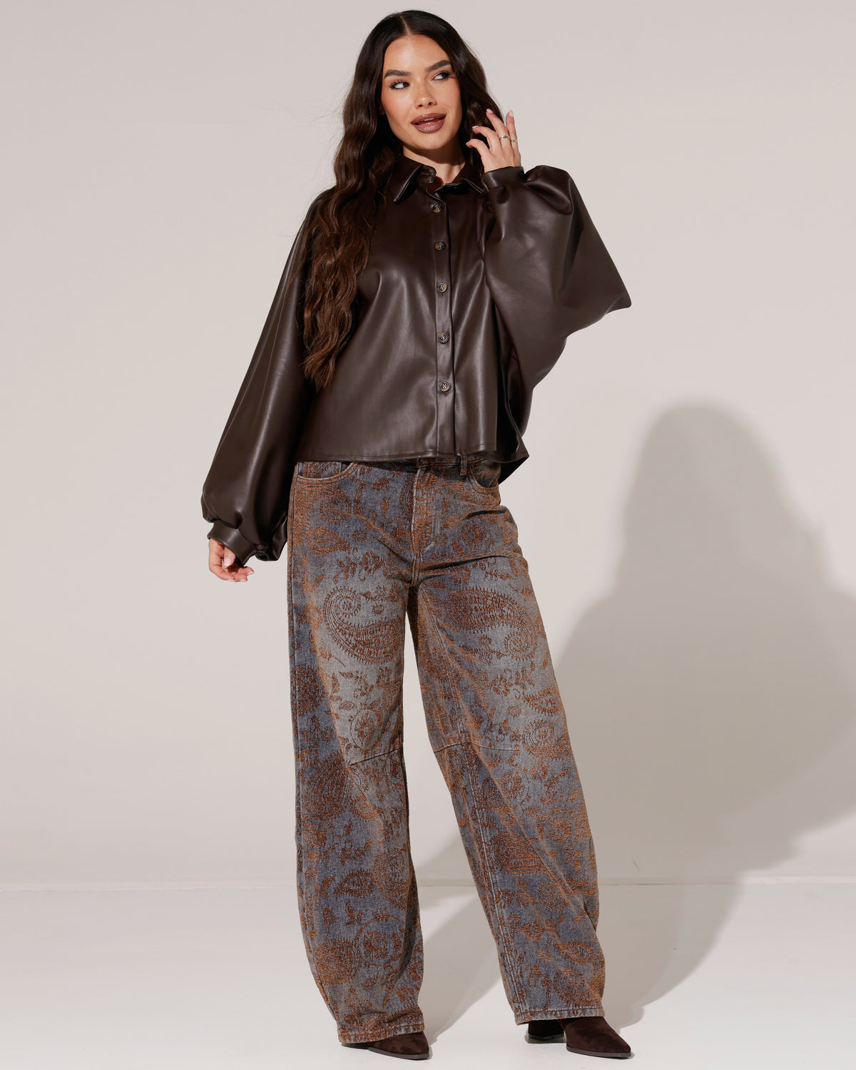 Leatherlook blouse Jolene Bruin