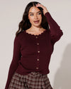 Vest ribstof en hartjes knopen Lela Aubergine